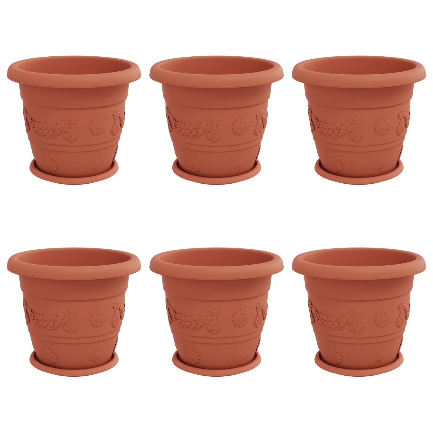 Plantepotter 6 pcs Klinker Rød Ø 26 x 21.5 cm Plast vidaXL