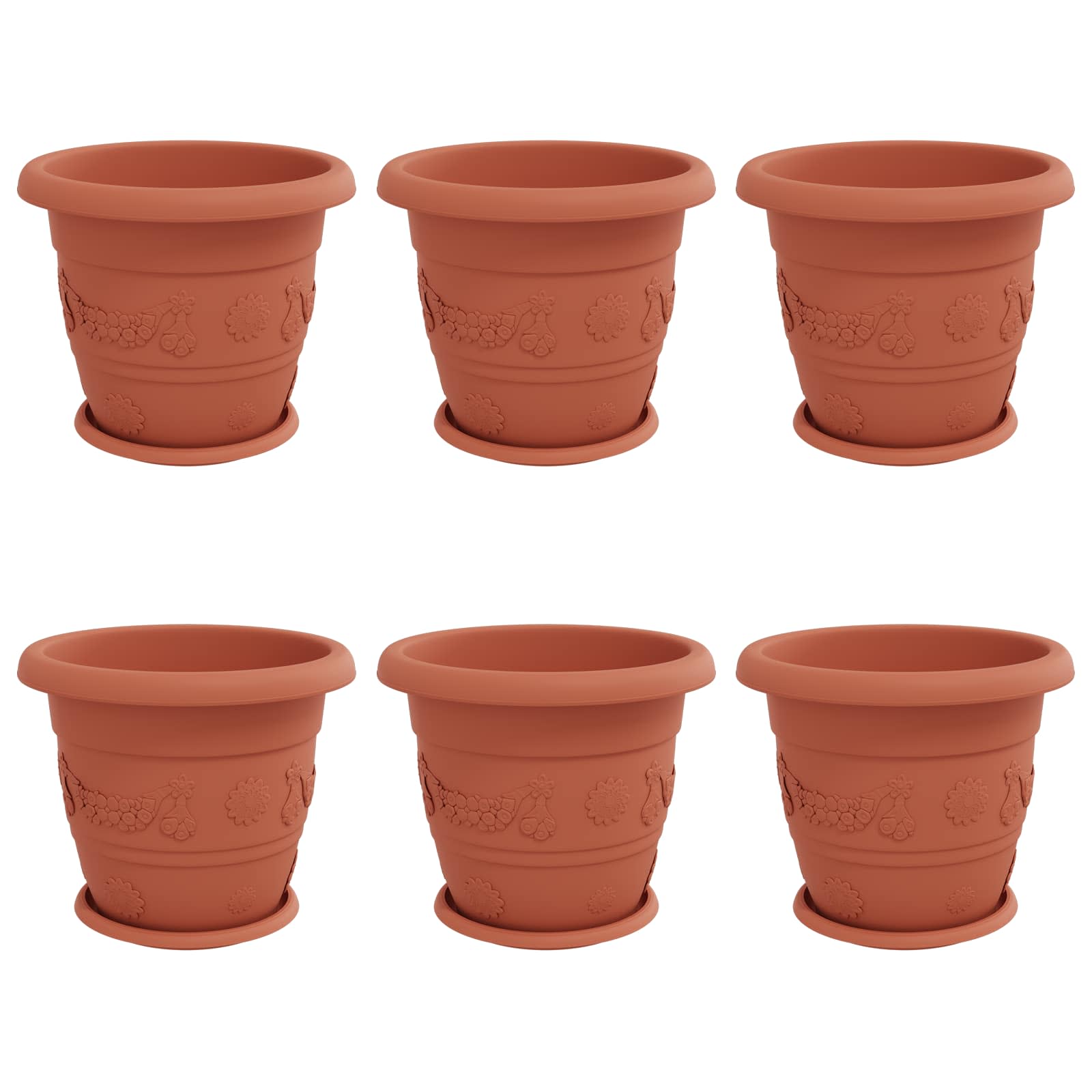 Plantepotter 6 pcs Klinker Rød Ø 26 x 21.5 cm Plast vidaXL