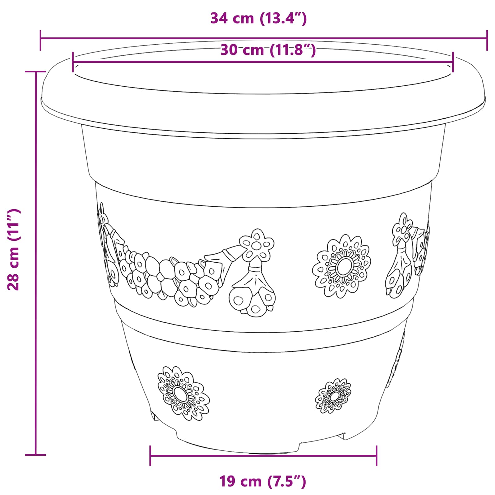 Plantepotter 6 pcs Klinker Rød Ø 26 x 21.5 cm Plast vidaXL