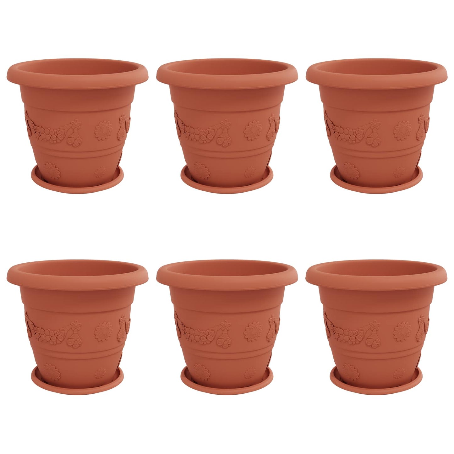 Plantepotter 6 pcs Klinker Rød Ø 26 x 21.5 cm Plast vidaXL