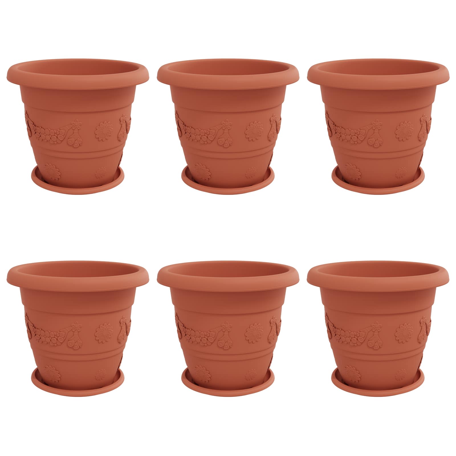 Plantepotter 6 pcs Klinker Rød Ø 26 x 21.5 cm Plast vidaXL