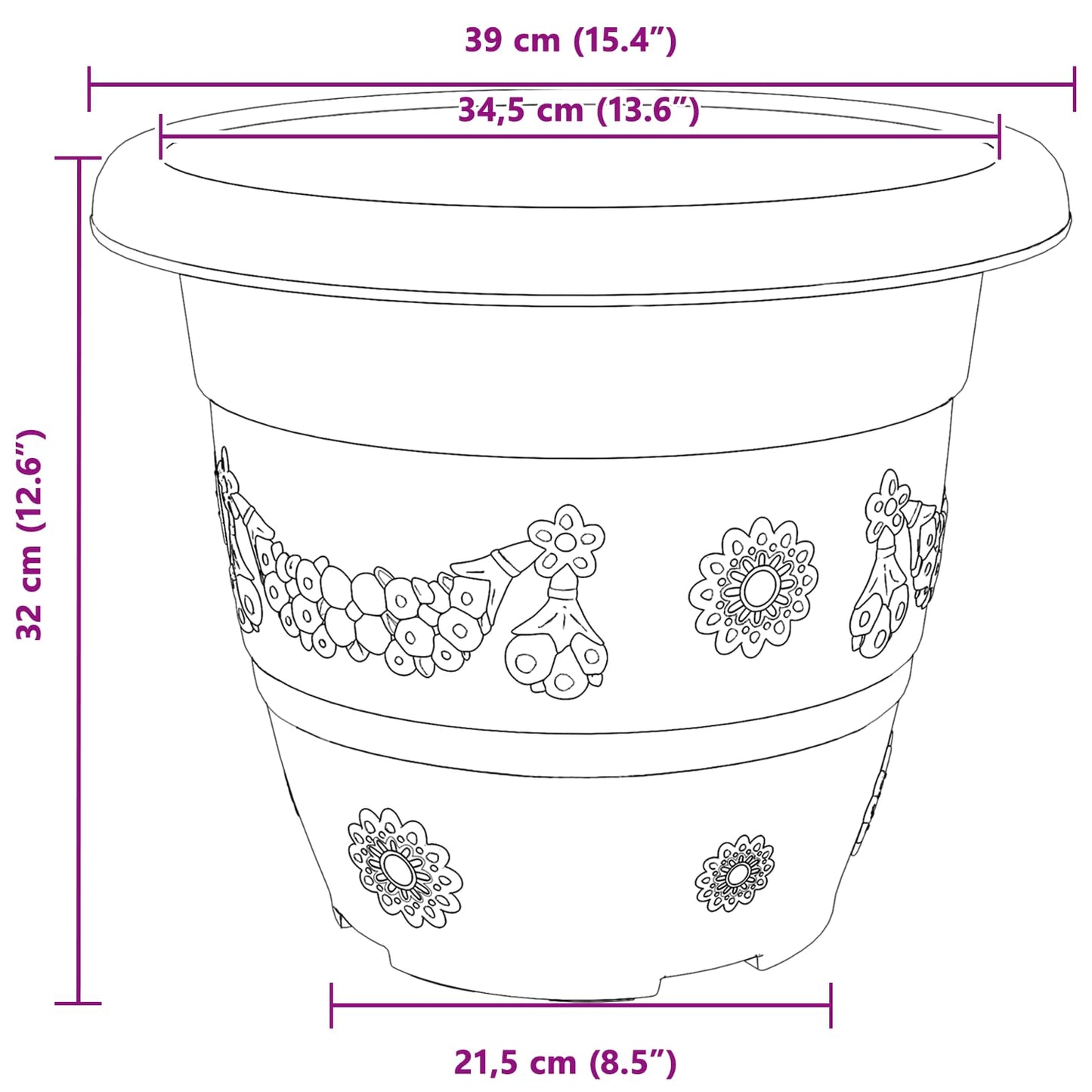 Plantepotter 6 pcs Klinker Rød Ø 26 x 21.5 cm Plast vidaXL