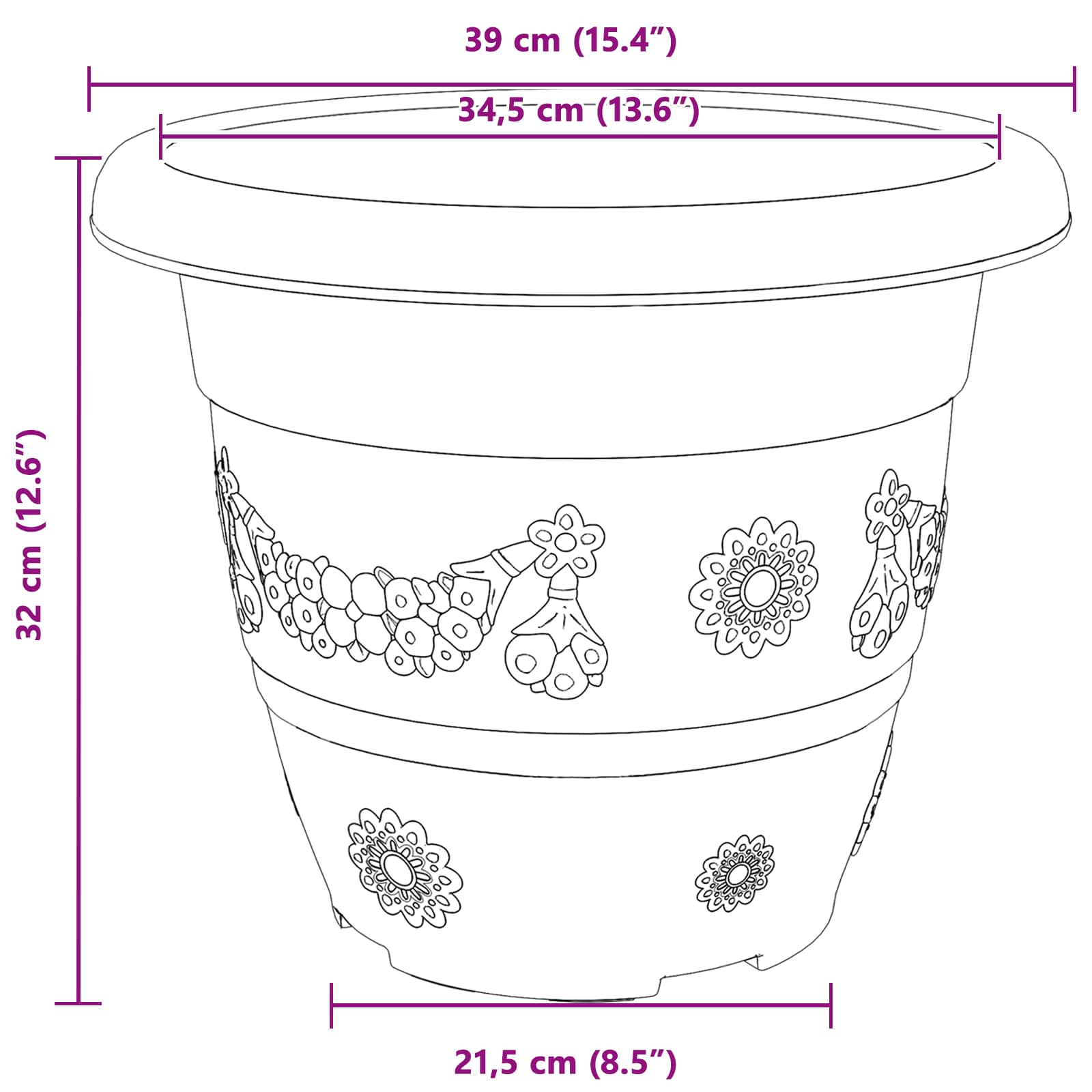 Plantepotter 6 pcs Klinker Rød Ø 26 x 21.5 cm Plast vidaXL