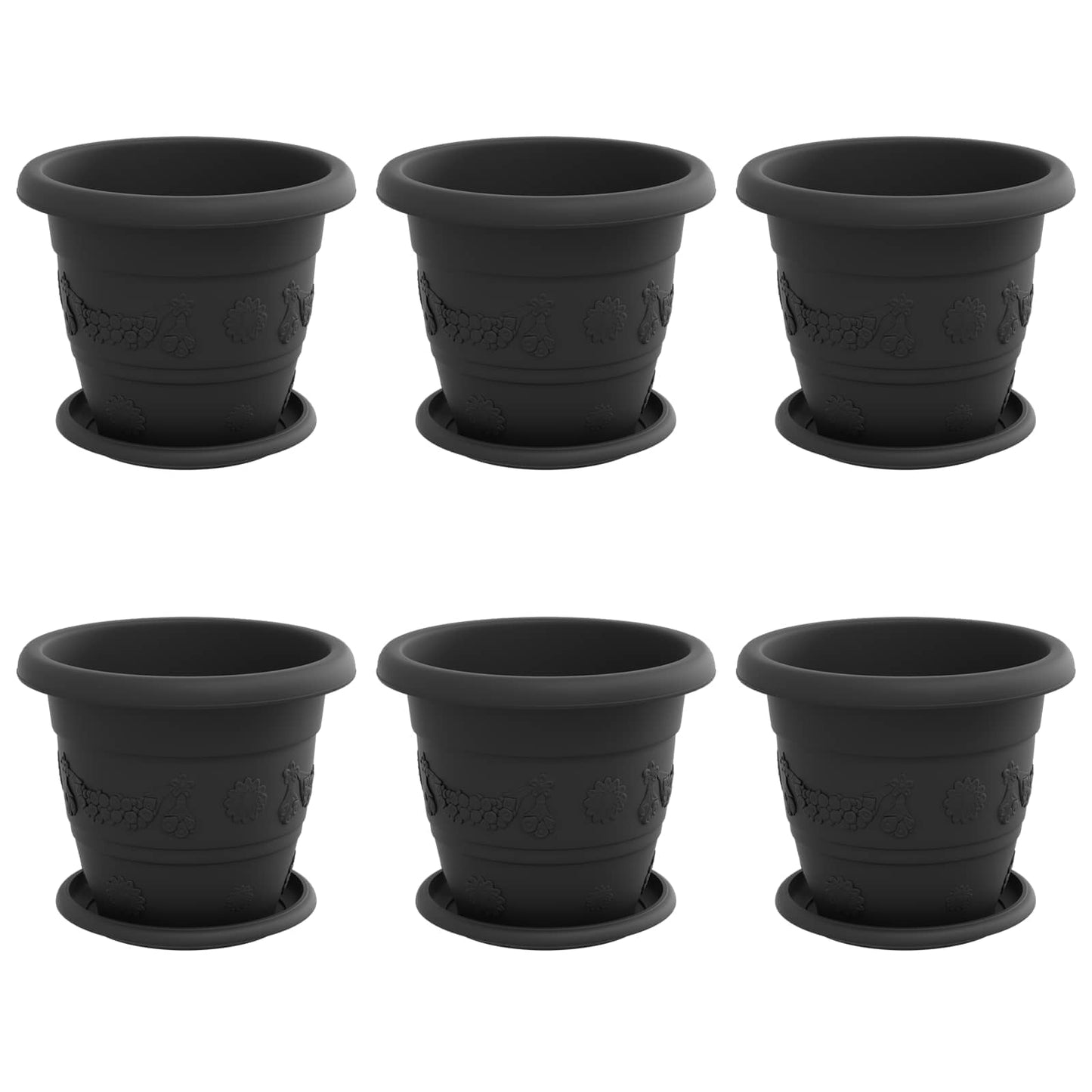 Plantepotter 6 pcs Svart Ø 22 x 18 cm Plast