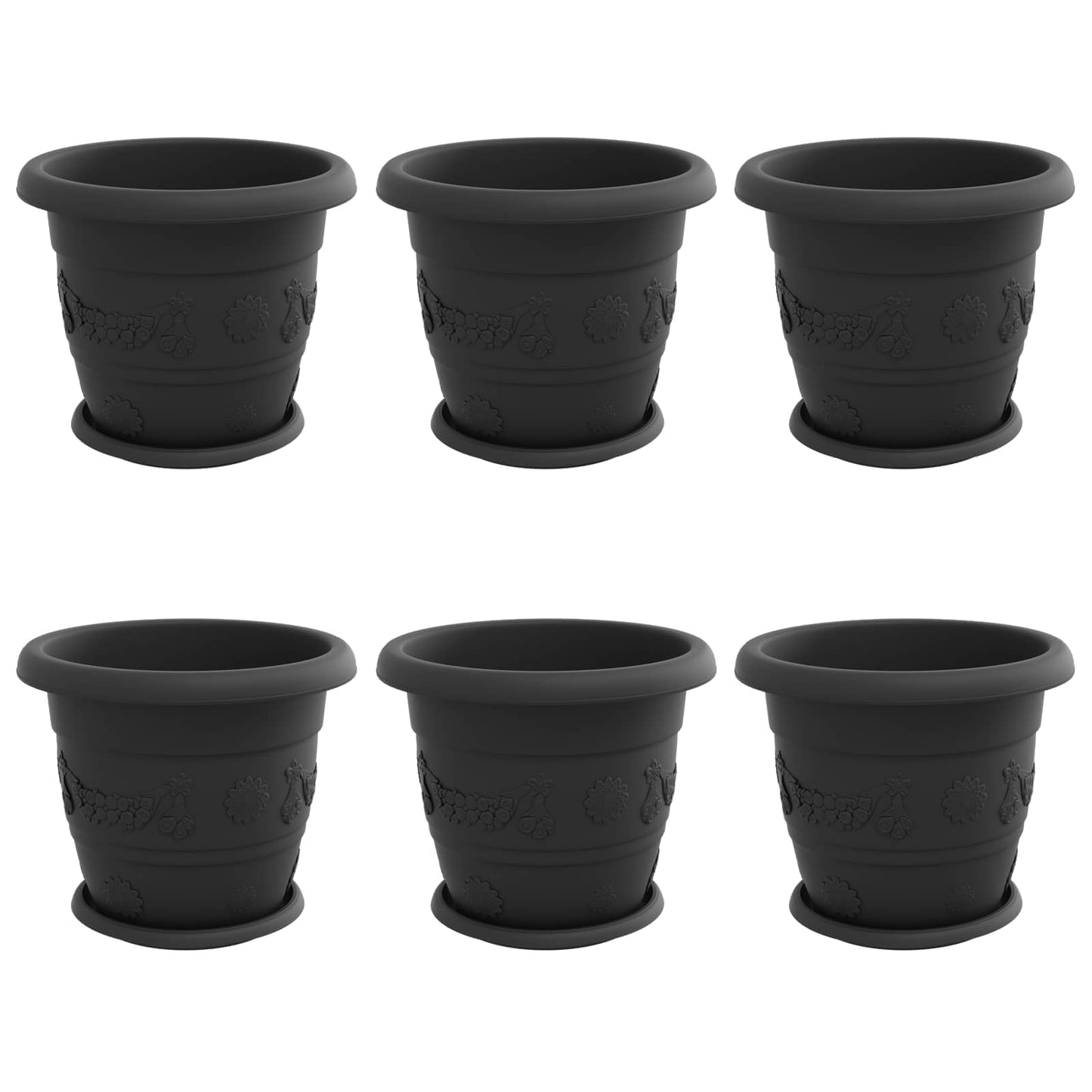 Plantepotter 6 pcs Svart Ø 30 x 25 cm Plast