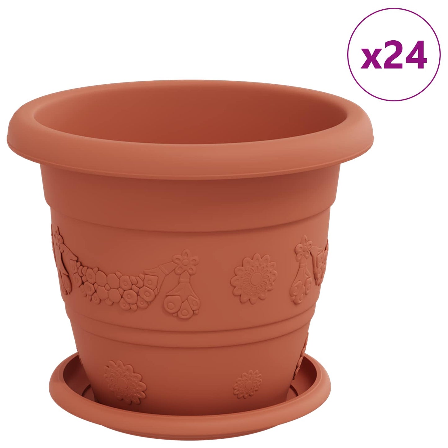 Plantepotter 24 pcs Klinker Rød Ø 22 x 18 cm Plast