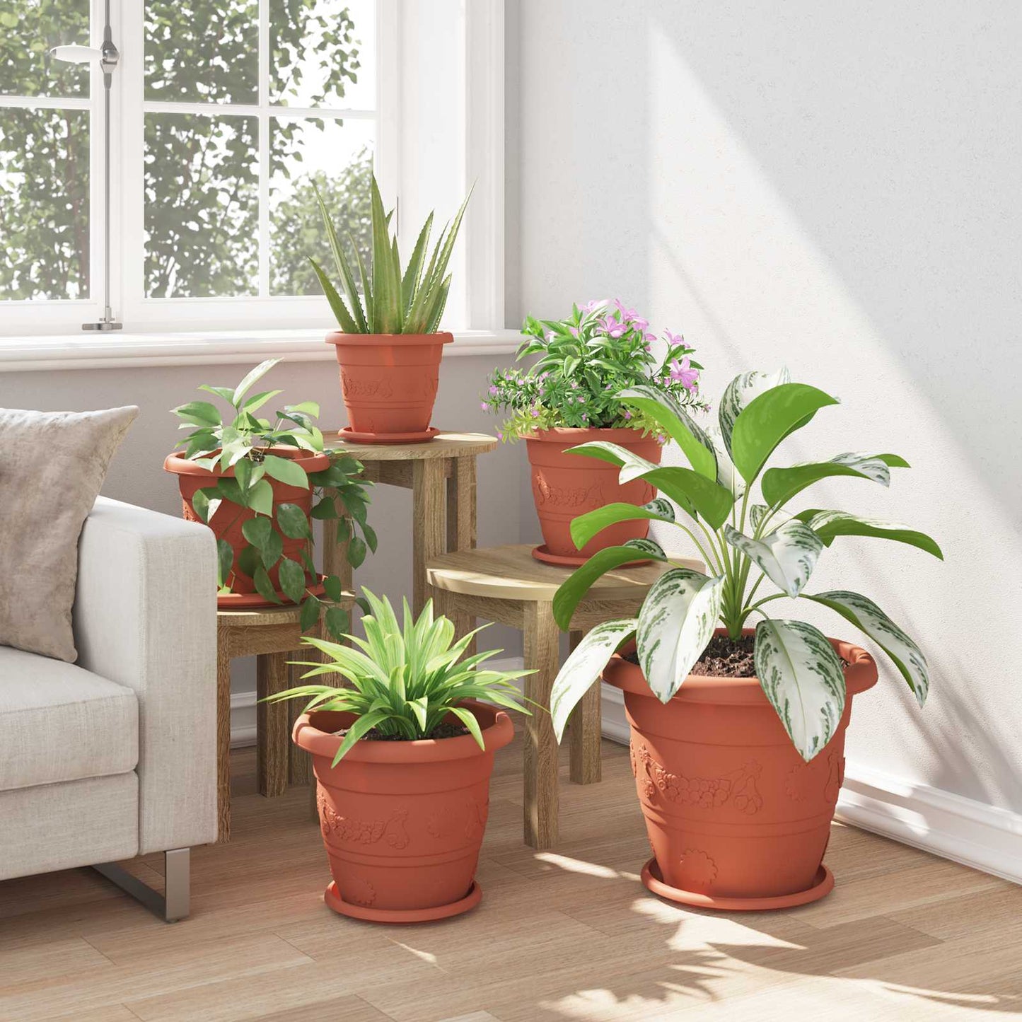 Plantepotter 24 pcs Klinker Rød Ø 30 x 25 cm Plast