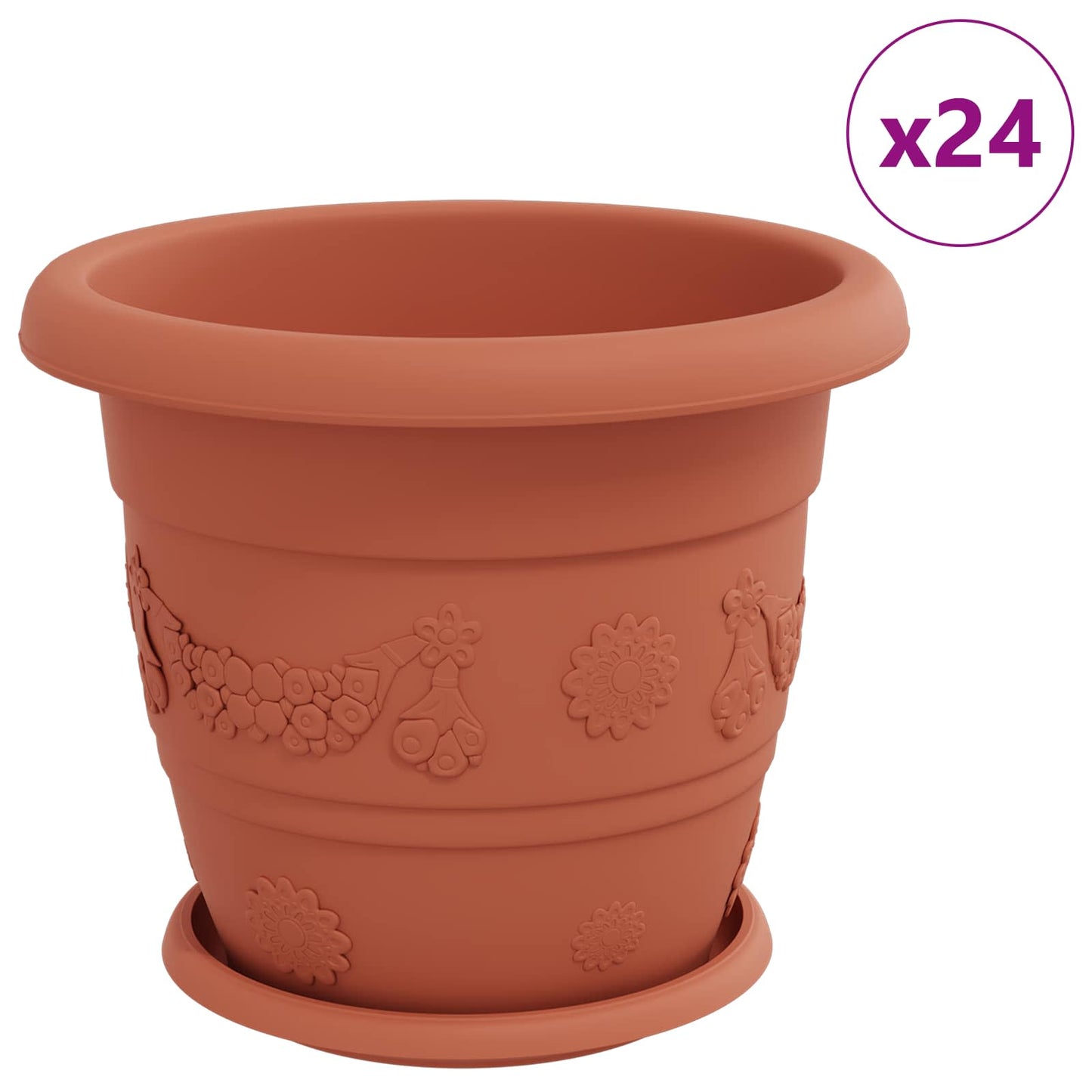 Plantepotter 24 pcs Klinker Rød Ø 30 x 25 cm Plast