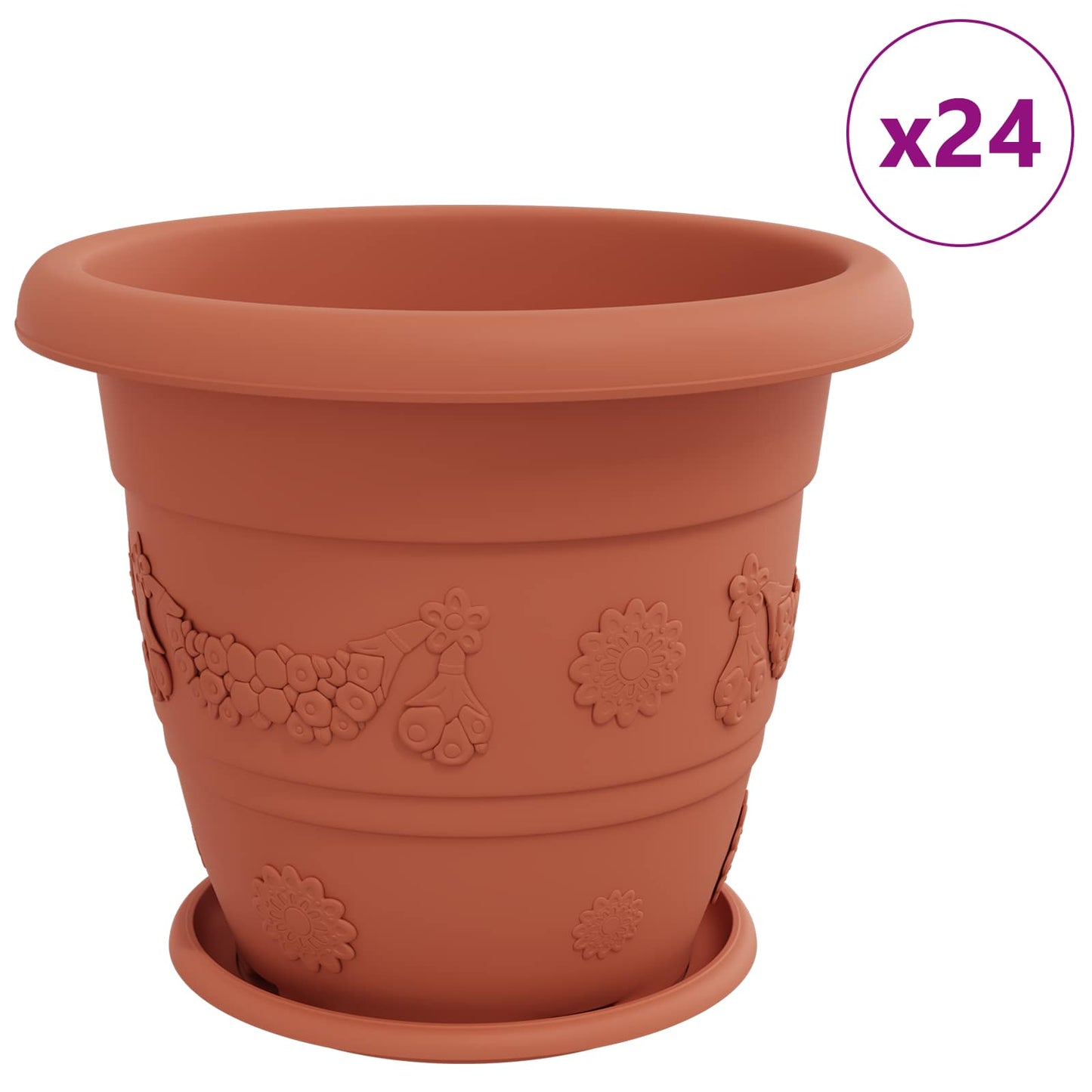 Plantepotter 24 pcs Klinker Rød Ø 39 x 32 cm Plast