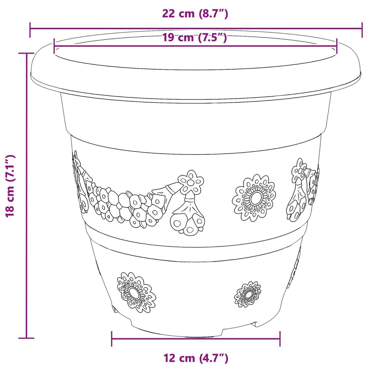 Plantepotter 24 pcs Svart Ø 22 x 18 cm Plast