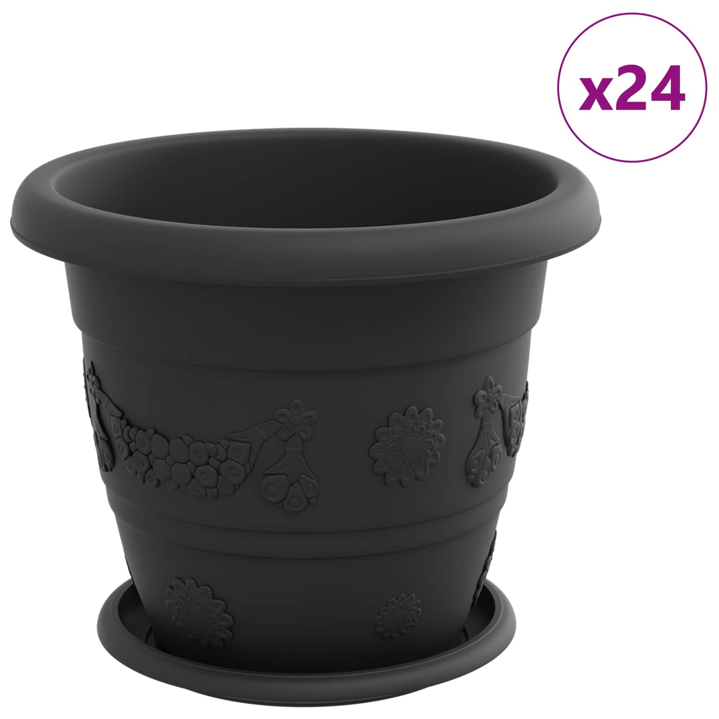 Plantepotter 24 pcs Svart Ø 26 x 21.5 cm Plast