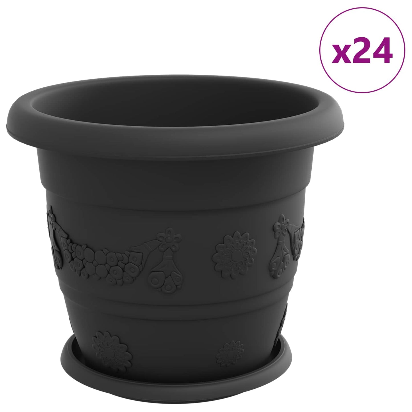 Plantepotter 24 pcs Svart Ø 30 x 25 cm Plast