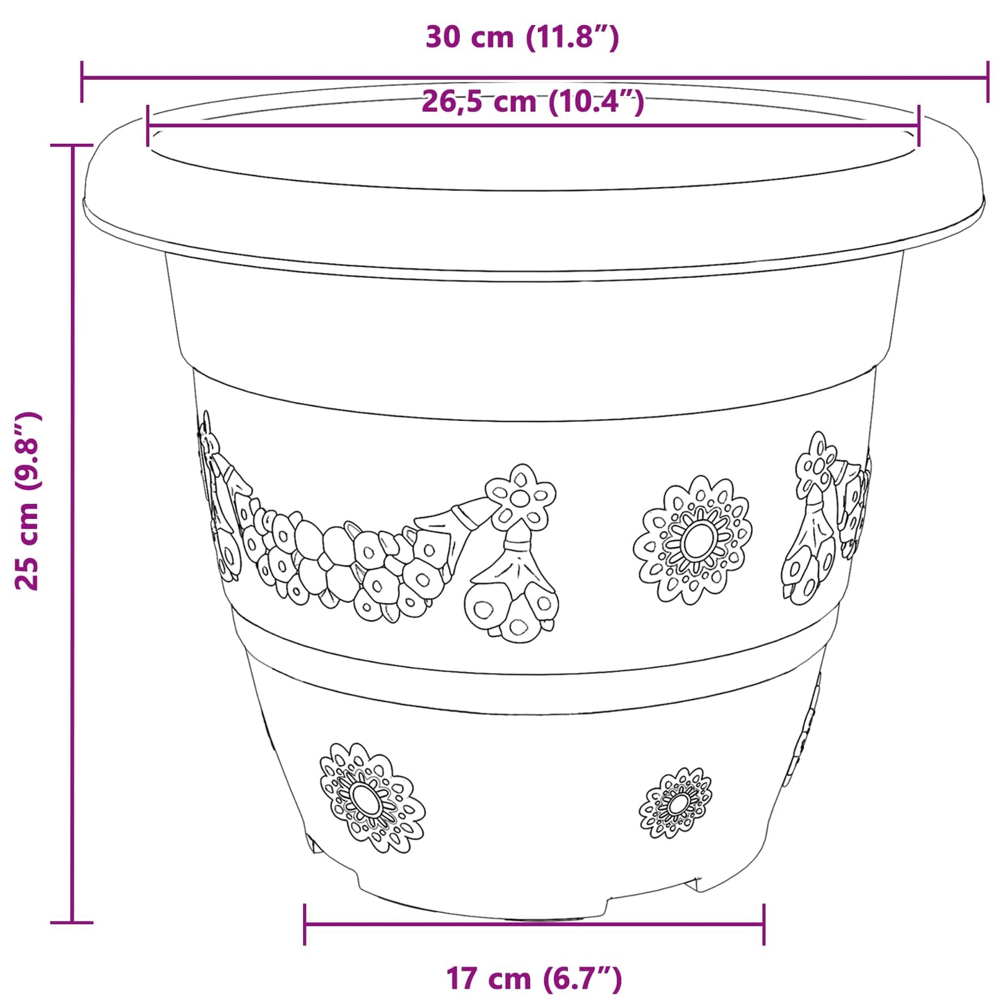 Plantepotter 24 pcs Svart Ø 30 x 25 cm Plast