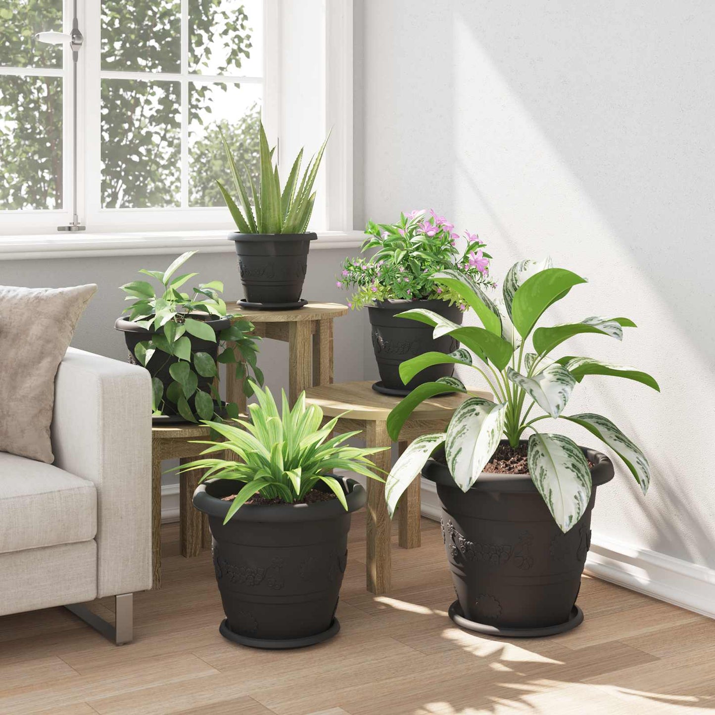 Plantepotter 24 pcs Svart Ø 34 x 28 cm Plast