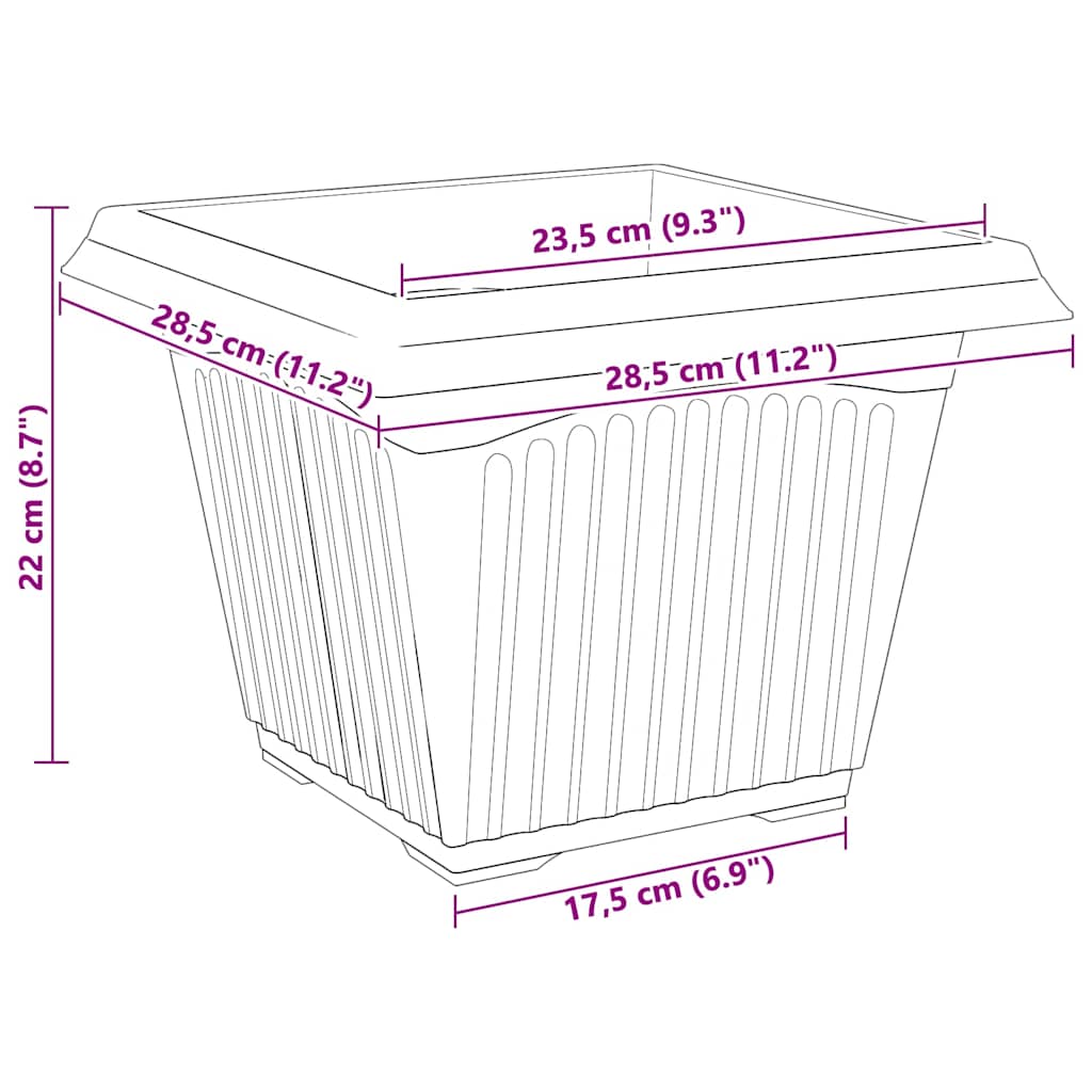 Plantepotter 6 pcs Klinker Rød 28,5 x 28,5 x 22 cm Plast