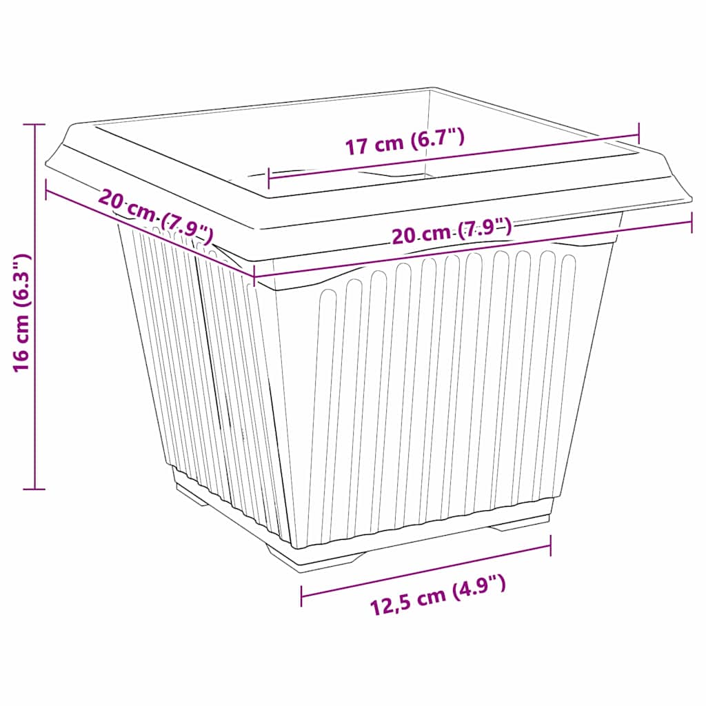 Plantepotter 6 pcs Svart 20 x 20 x 16 cm Plast