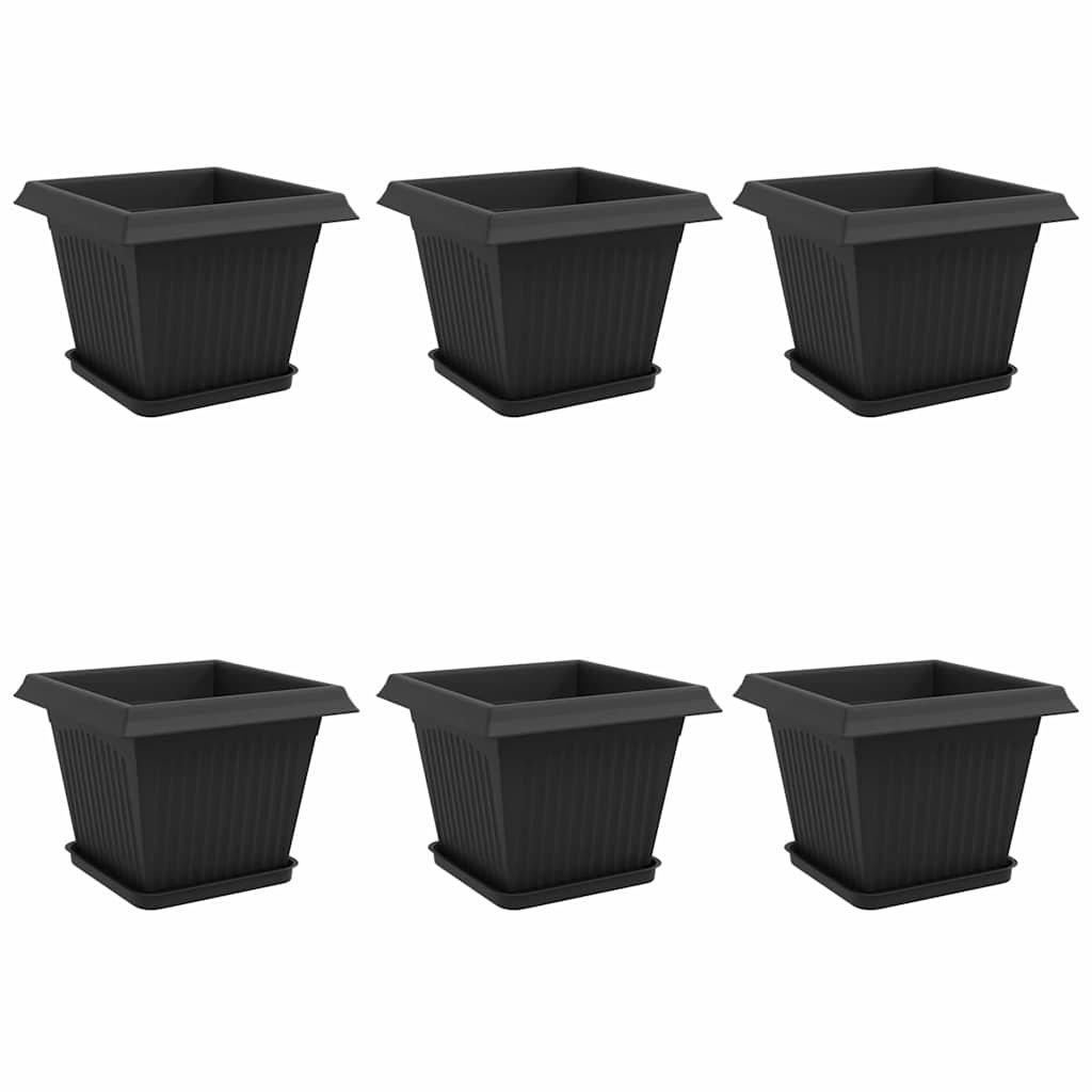 Plantepotter 6 pcs Svart 28,5 x 28,5 x 22 cm Plast