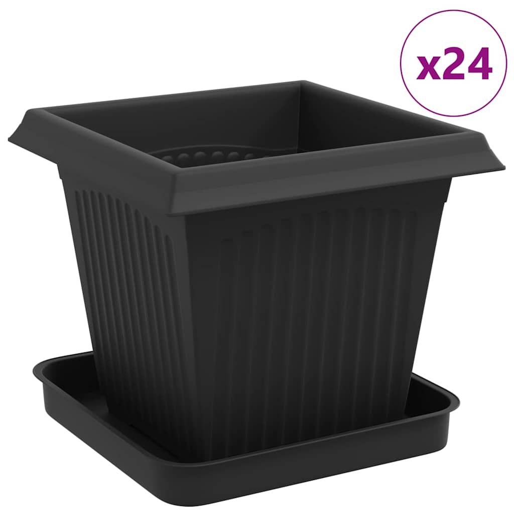 Plantepotter 24 pcs Svart 16 x 16 x 14 cm Plast
