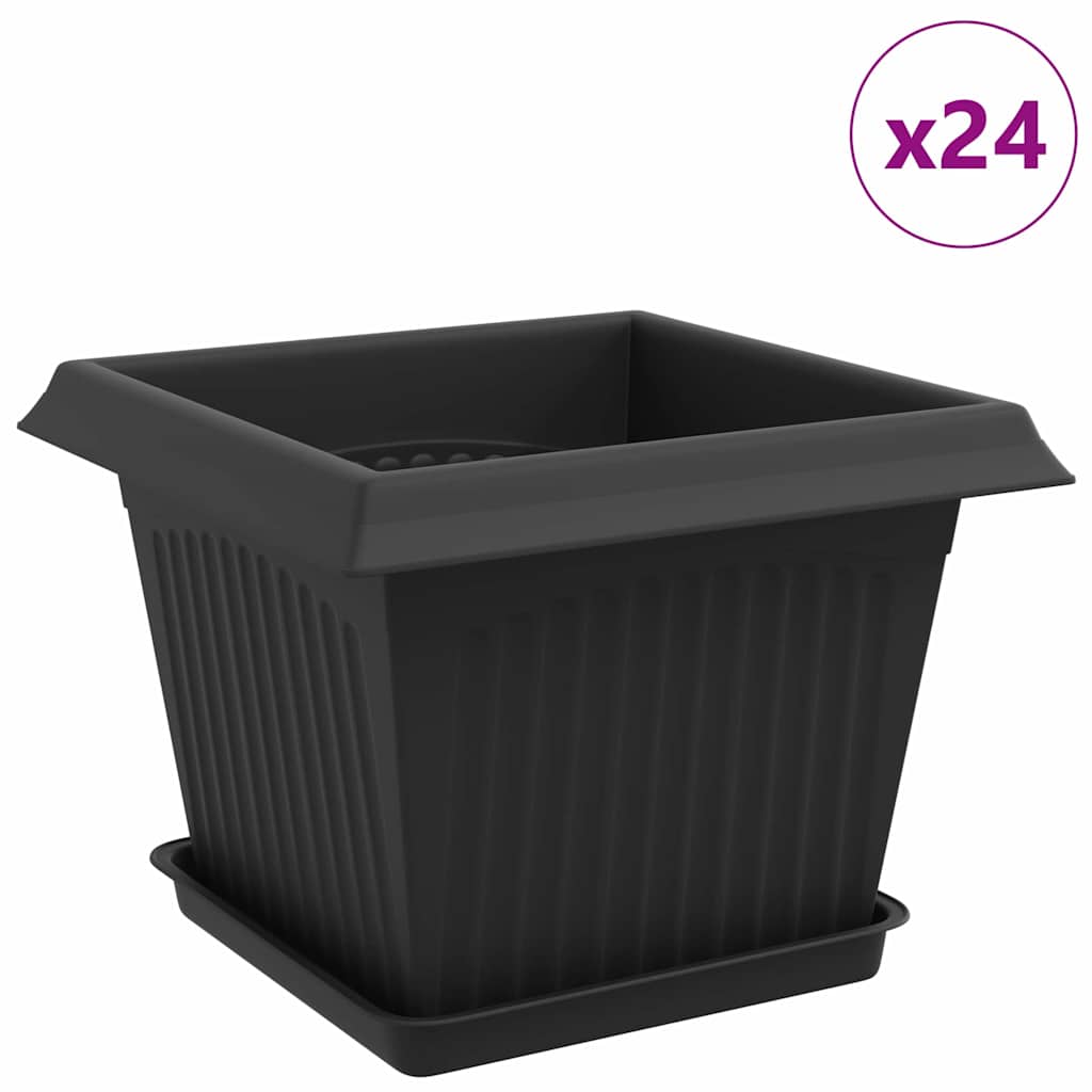 Plantepotter 24 pcs Svart 23 x 23 x 17,5 cm Plast