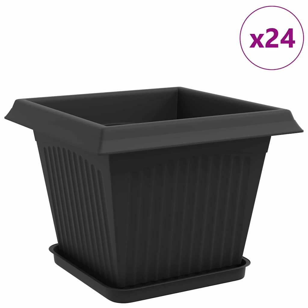 Plantepotter 24 pcs Svart 28,5 x 28,5 x 22 cm Plast