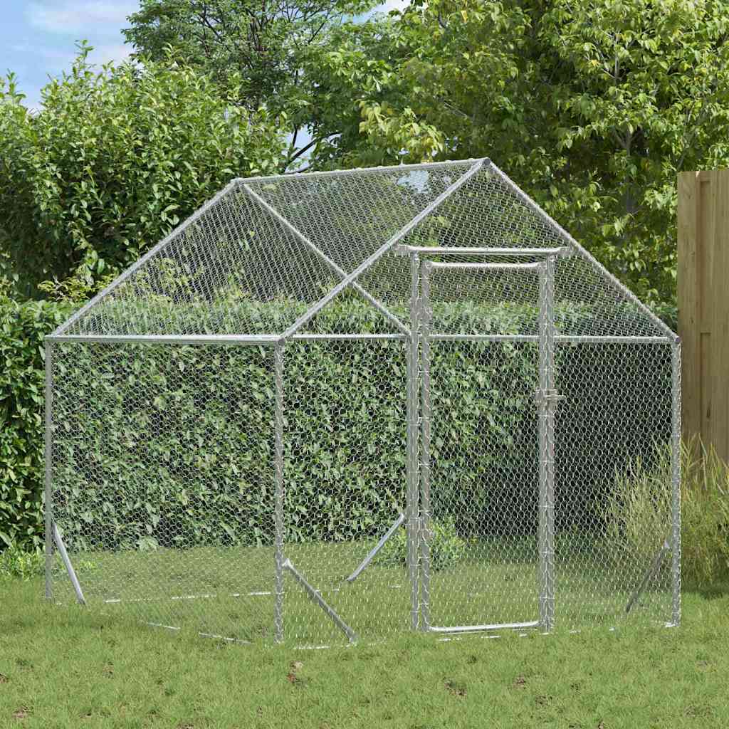 Hønsebur sølv 200 x 170 x 177 cm Galvanisert Stål