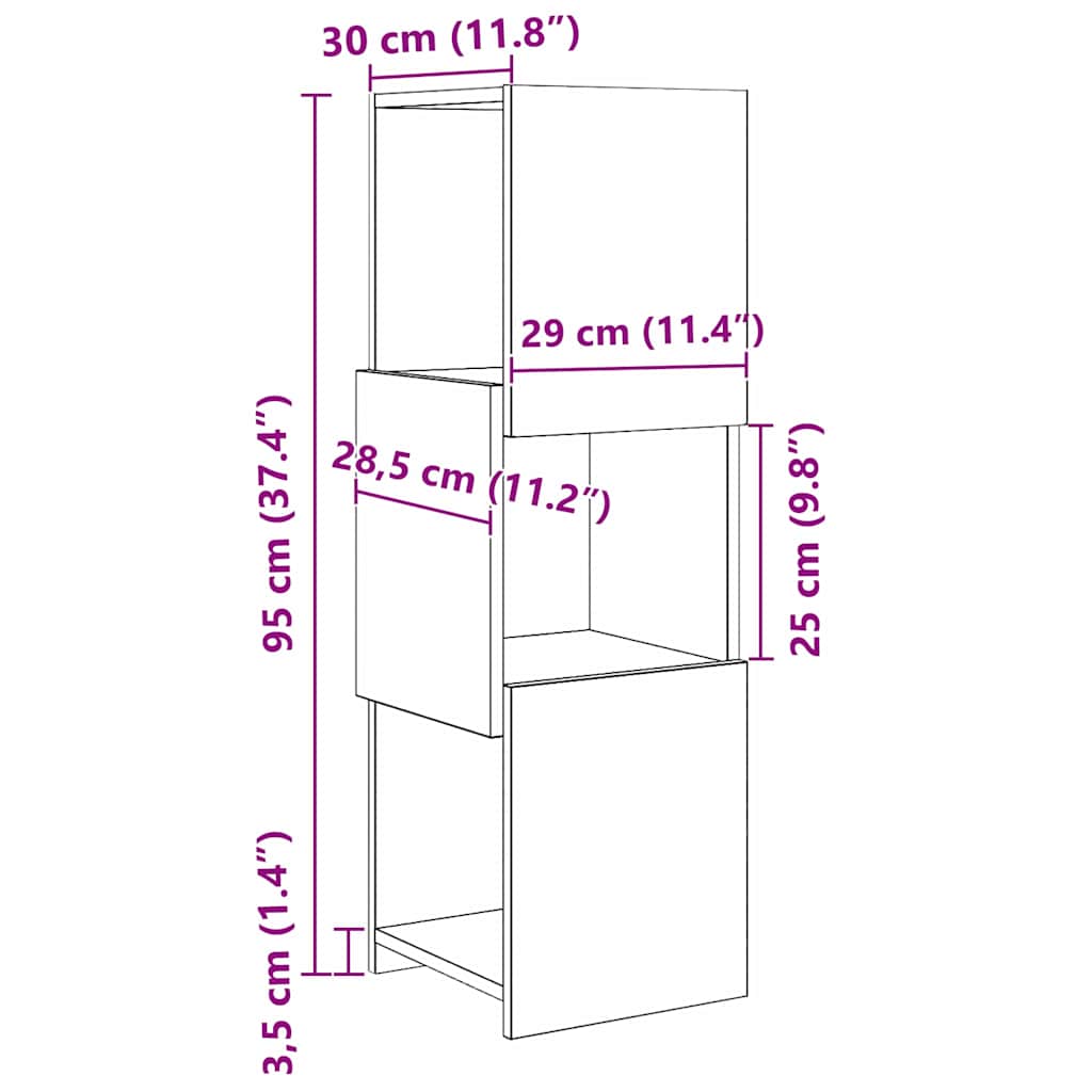 Hjørneskap Gammelt tre 30,5x30x95cm Konstruert tre