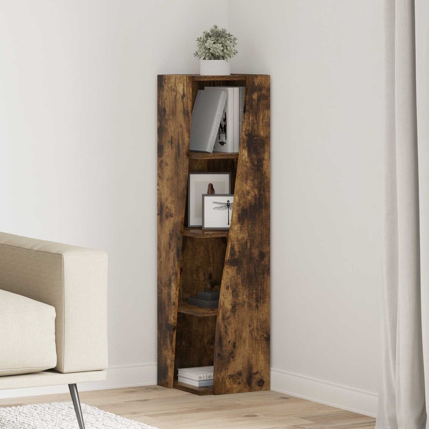 Hjørneskap Røkt eik 27,5x27x102cm Konstruert tre