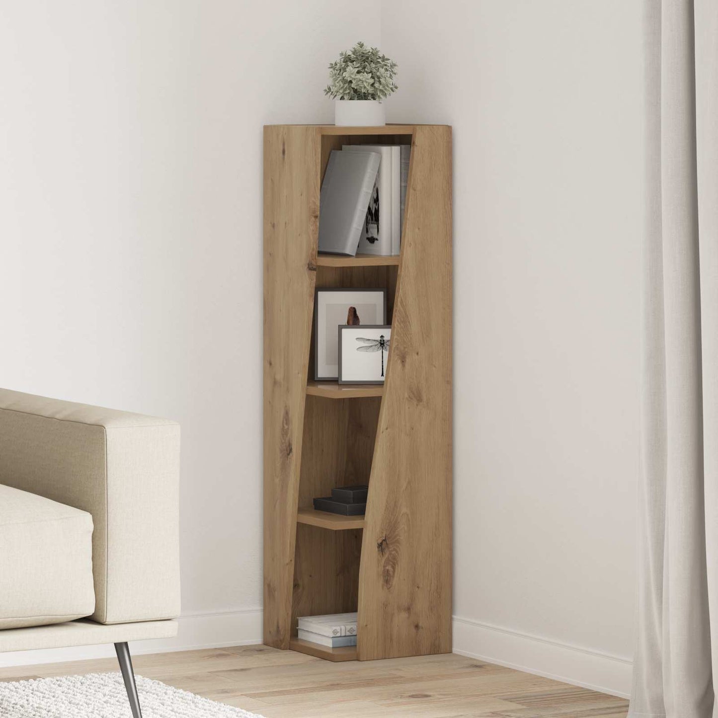 Hjørneskap 27,5x27x102cm Konstruert tre Artisan Eik