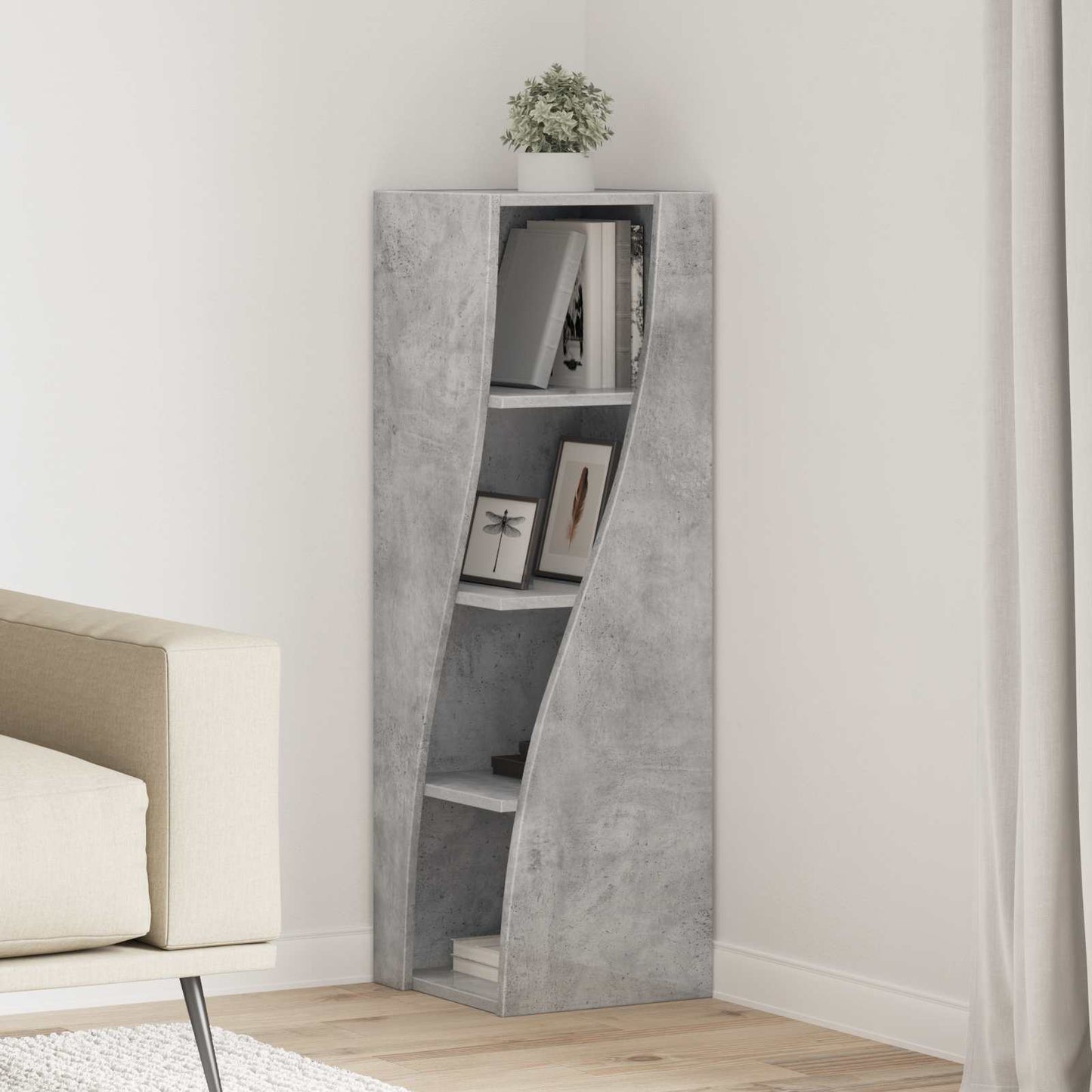 Hjørneskap Betonggrå 32x32x102cm Konstruert tre