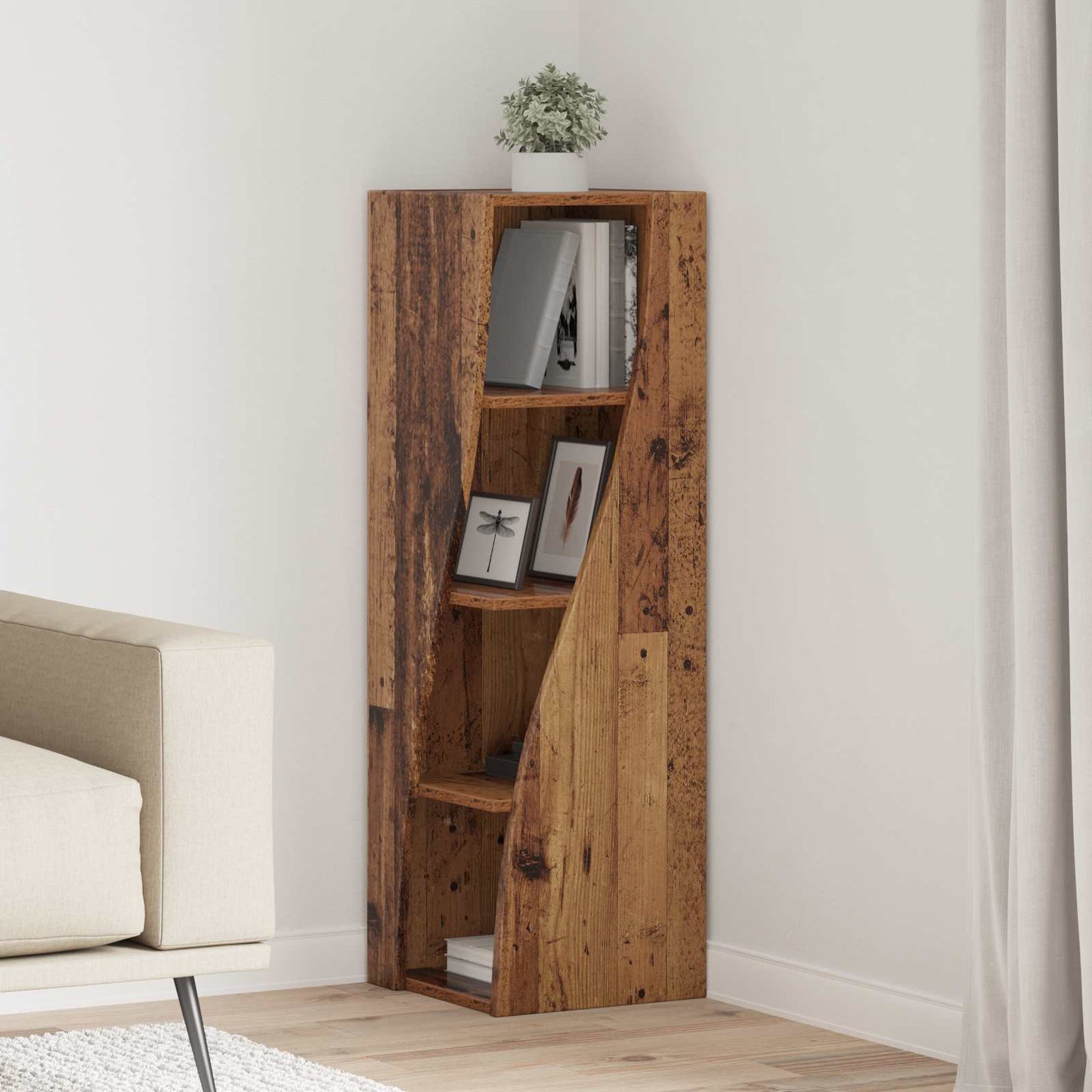 Hjørneskap Gammelt tre 32x32x102cm Konstruert tre