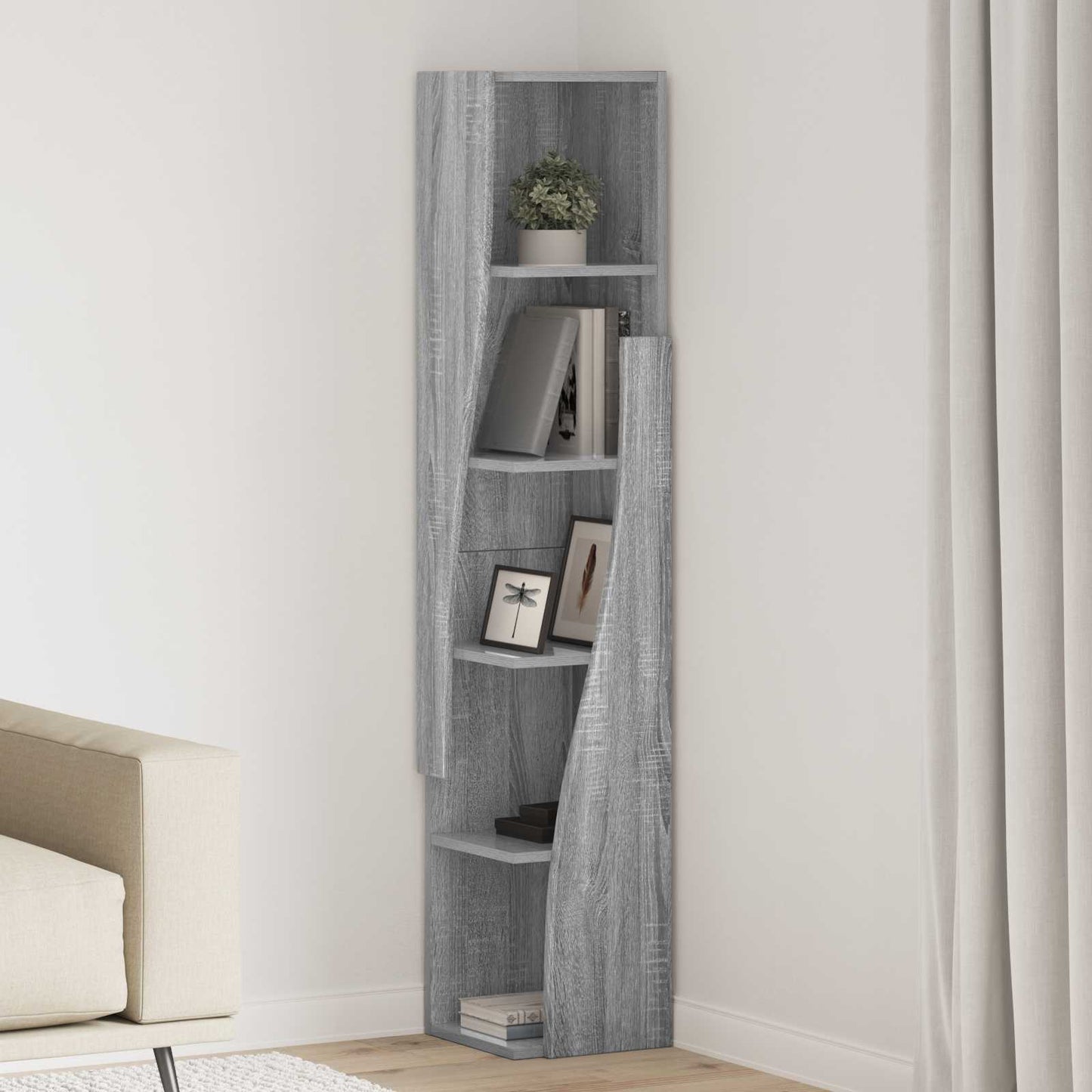 Hjørneskap 27,5x27x140cm Konstruert tre Grå Sonoma
