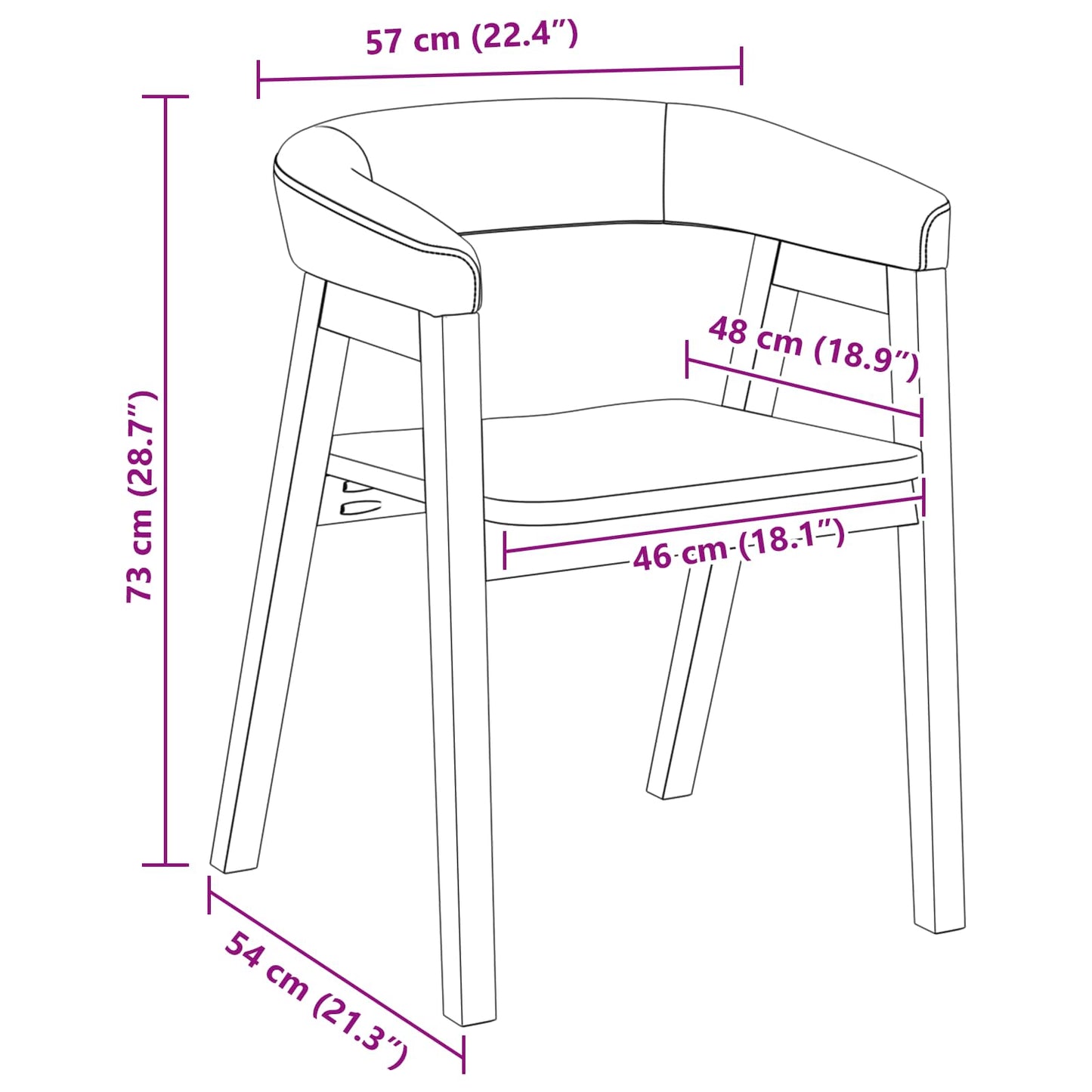 Spisestoler 2 pcs Hvit 54 x 57 x 73 cm Solid Gummitre