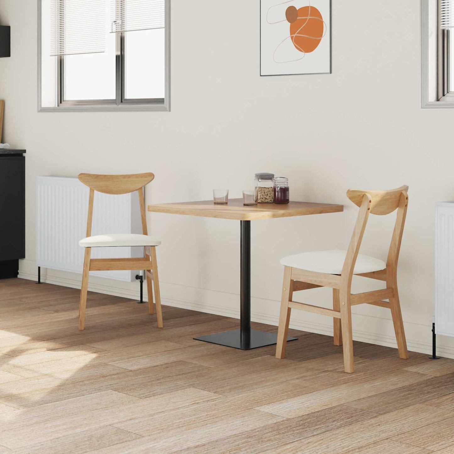 Spisestoler 2 pcs Naturlig 42 x 47.5 x 81 cm Solid Gummitre