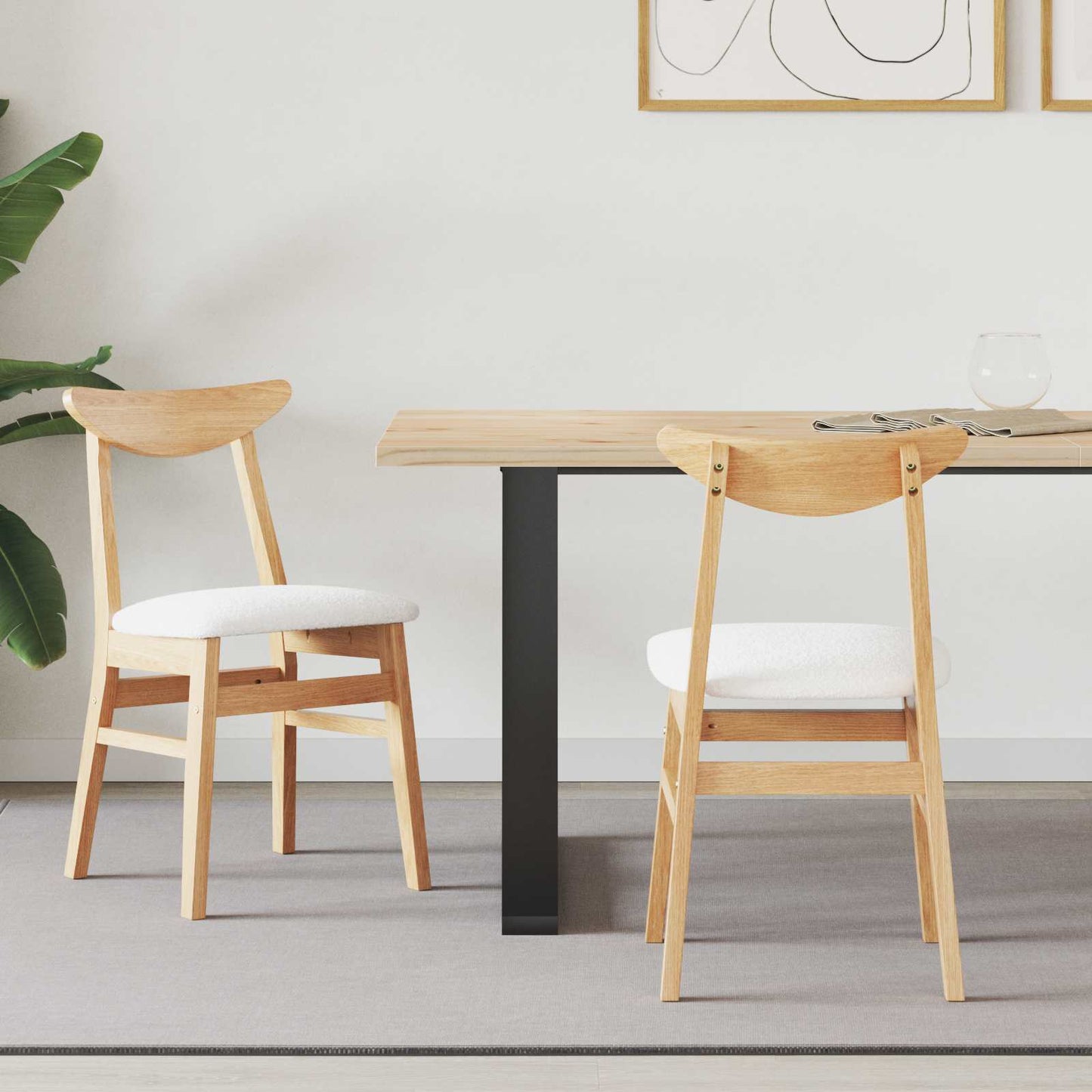 Spisestoler 2 pcs Naturlig 42 x 47.5 x 81 cm Solid Gummitre