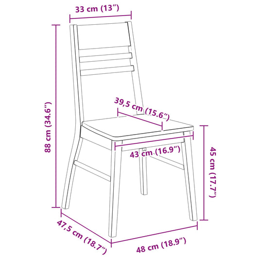 Spisestoler 2 pcs Lys Brun 43 x 54 x 89 cm Solid Gummitre