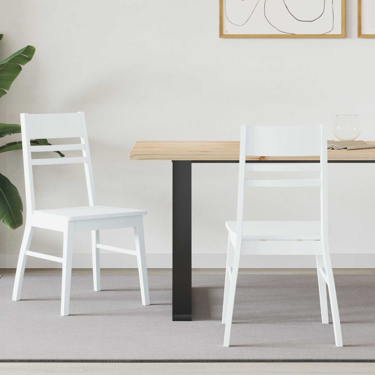 Spisestoler 2 pcs Hvit 43 x 54 x 89 cm Solid Gummitre