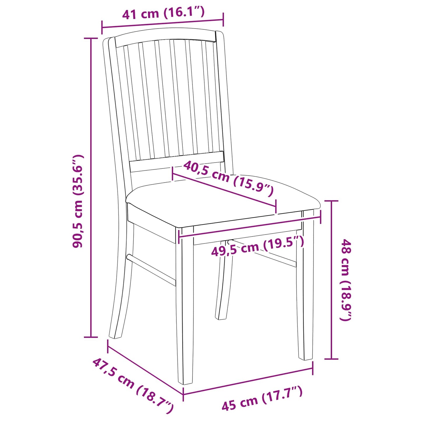 Spisestoler 2 pcs Lys Brun 50 x 52,5 x 91 cm Solid Gummitre