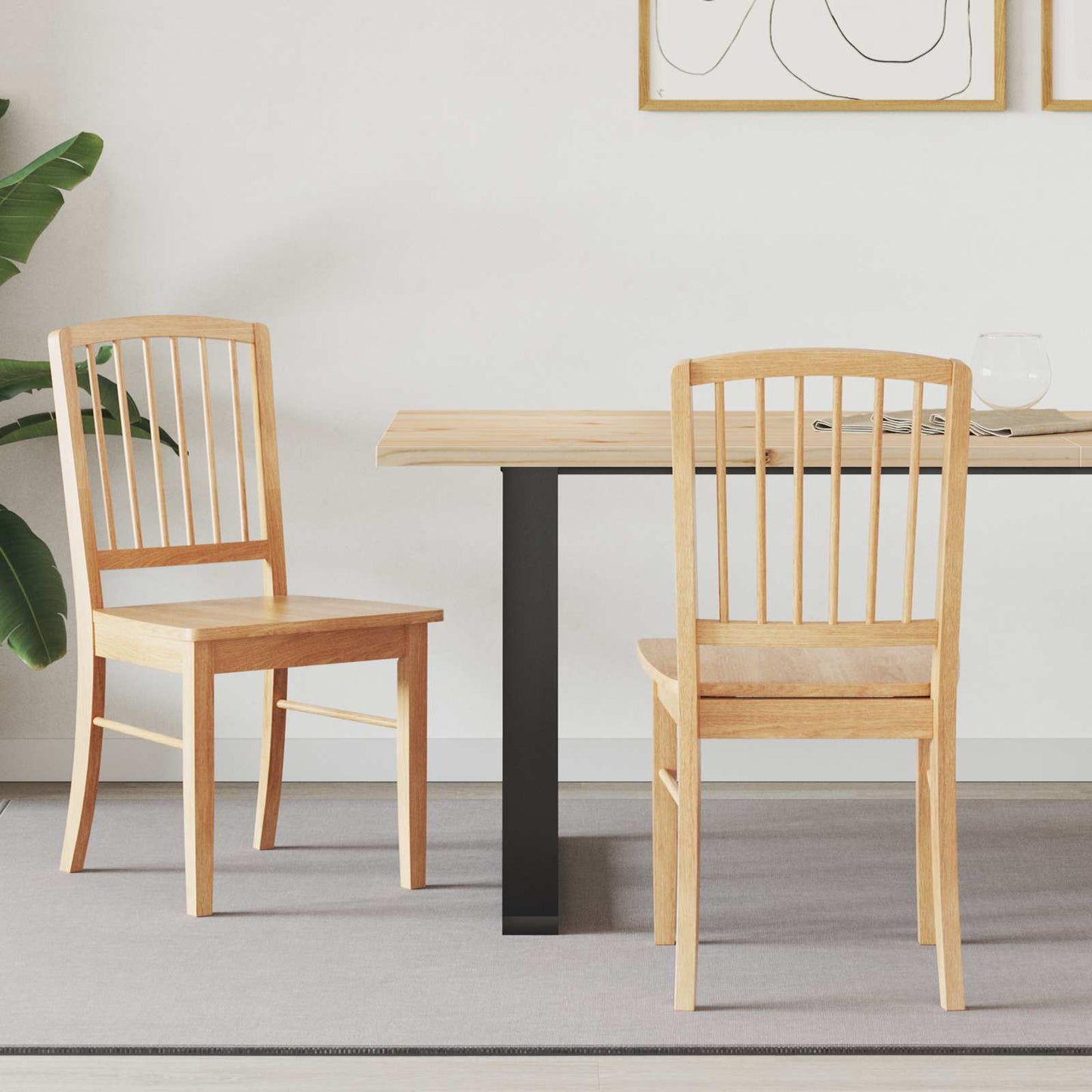 Spisestoler 2 pcs Naturlig 50 x 52,5 x 91 cm Solid Gummitre