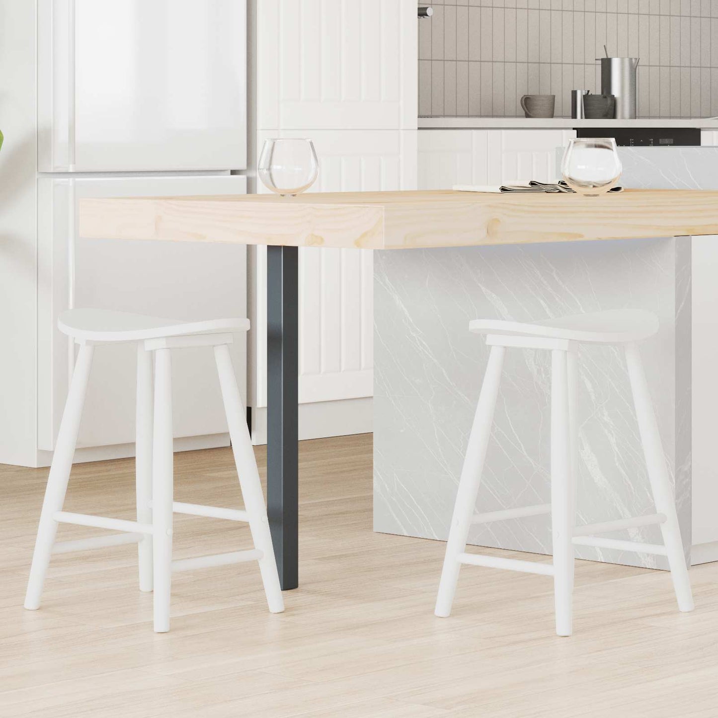 Spisestoler 2 pcs Hvit 46 x 37 x 63 cm Solid Gummitre vidaXL