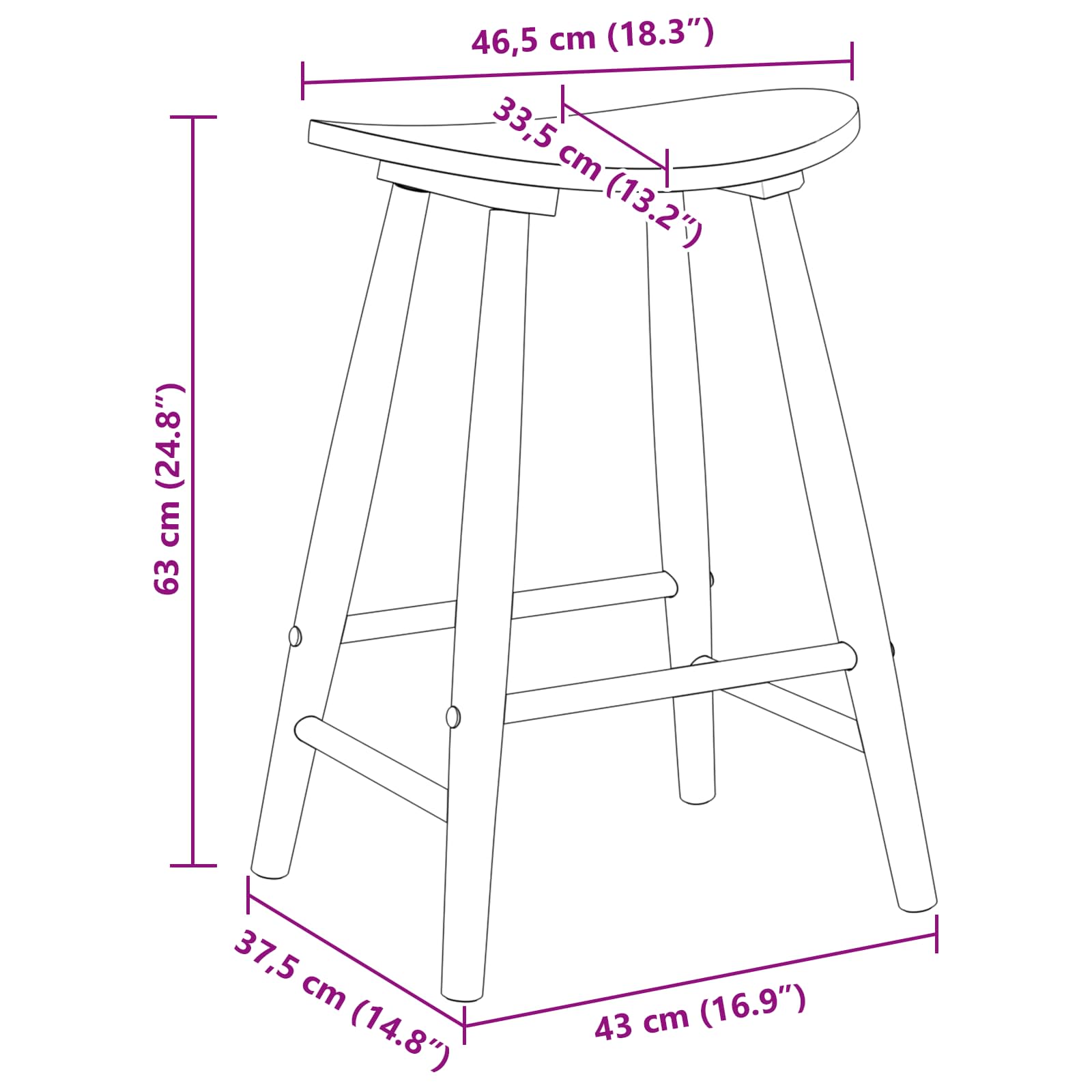 Spisestoler 2 pcs Hvit 46 x 37 x 63 cm Solid Gummitre vidaXL