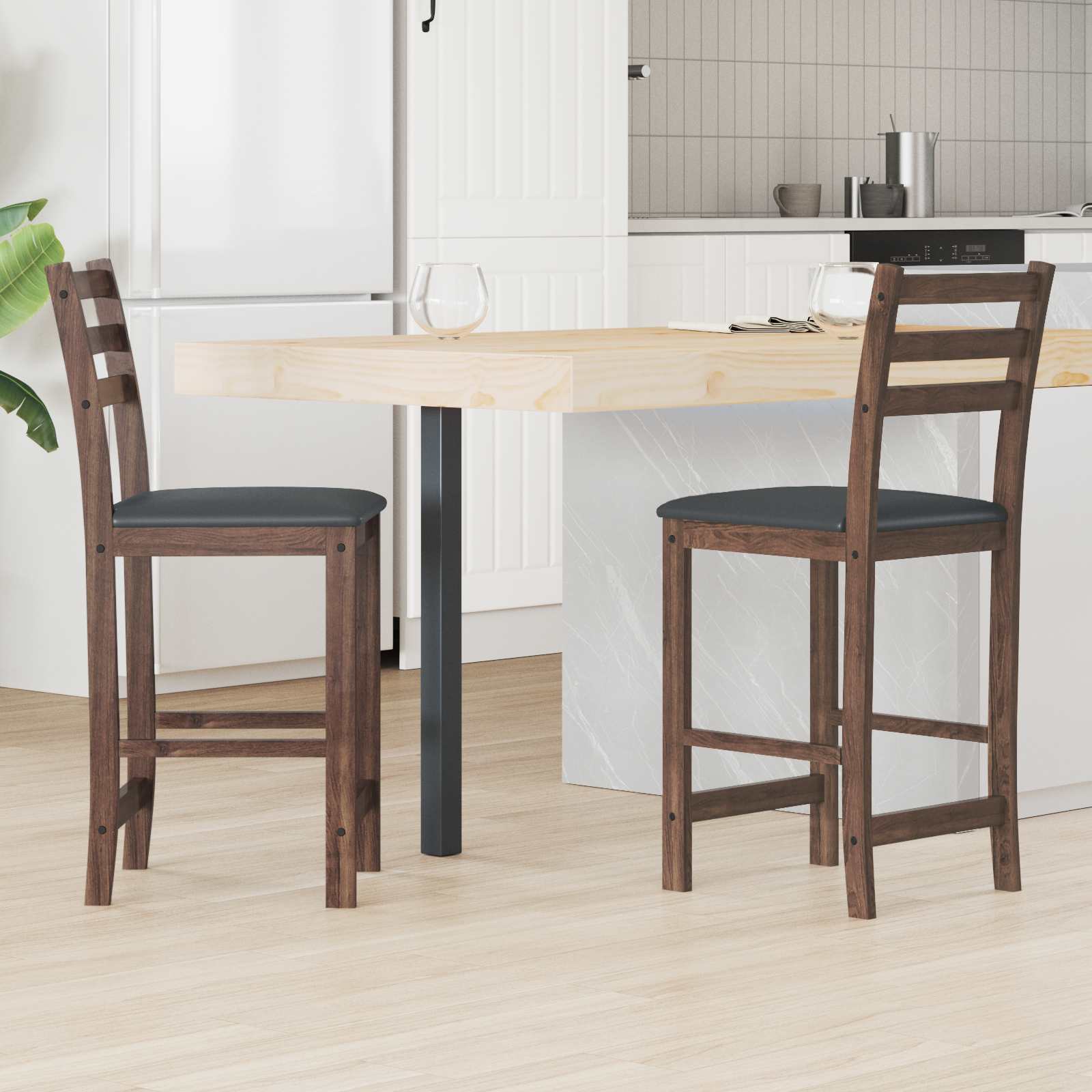 Spisestoler 2 pcs Lys Brun 40 x 47,5 x 99,5 cm Solid Gummitre vidaXL