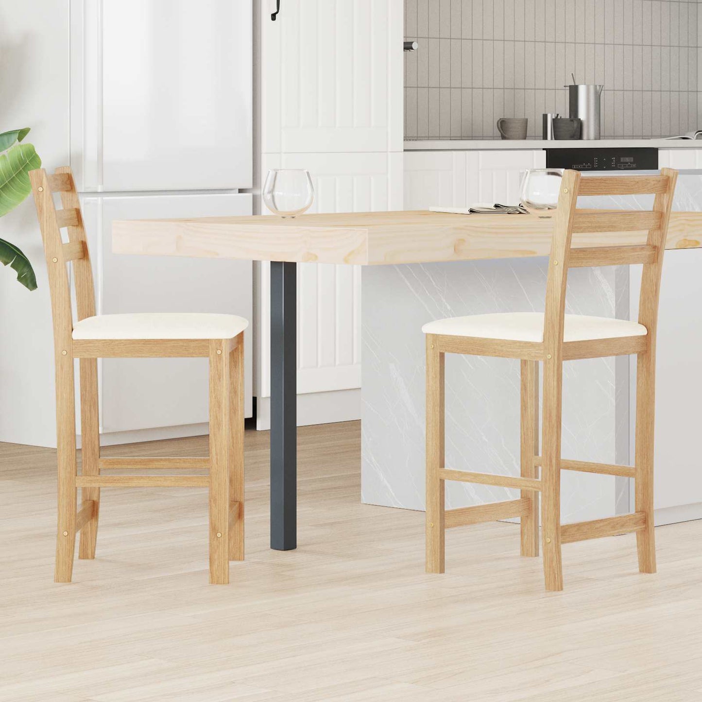 Spisestoler 2 pcs Naturlig 40 x 47,5 x 99,5 cm Solid Gummitre vidaXL