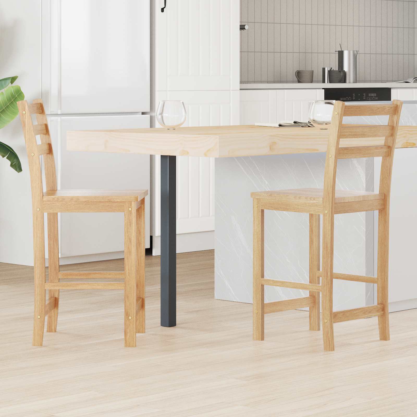 Spisestoler 2 pcs Naturlig 40 x 47,5 x 99,5 cm Solid Gummitre vidaXL