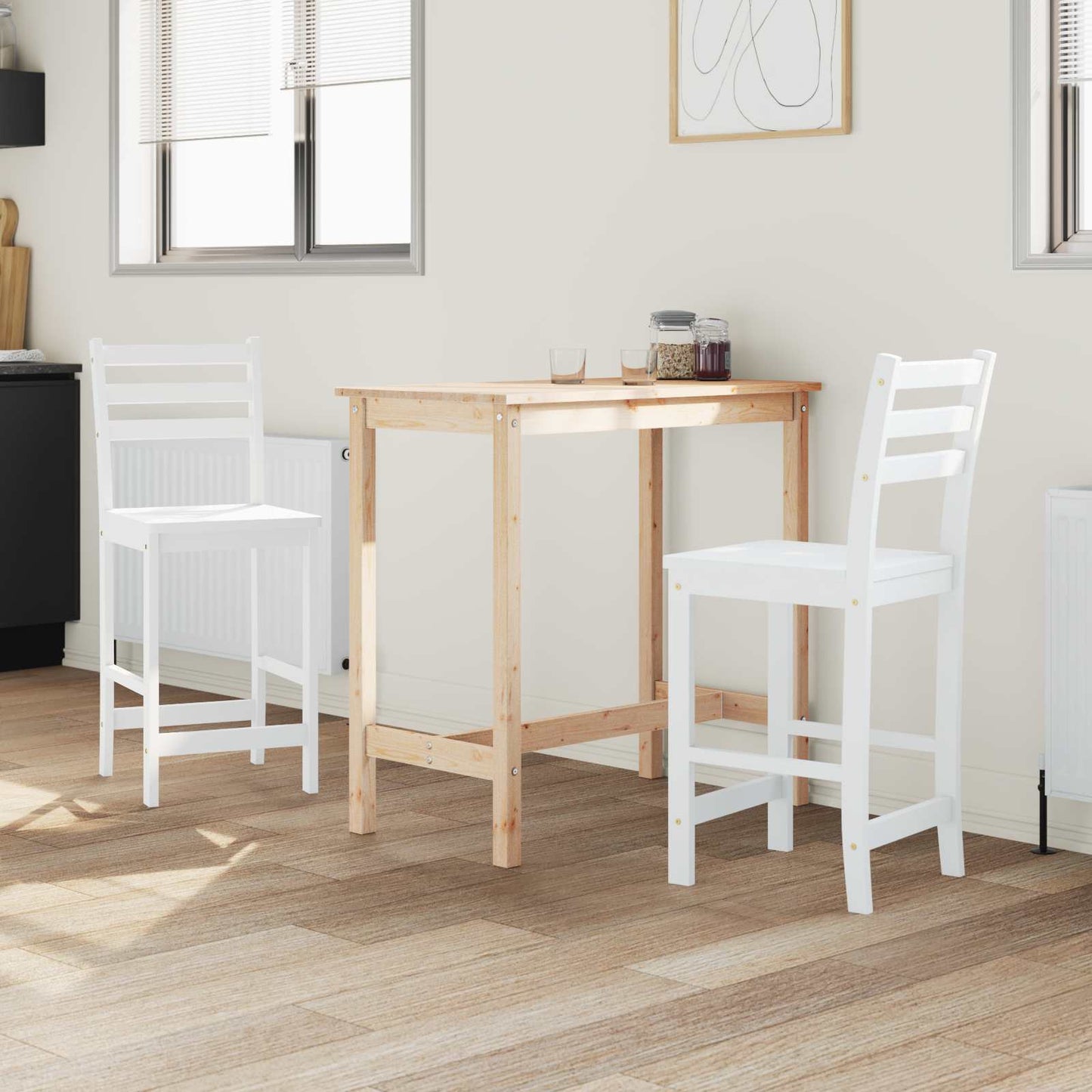 Spisestoler 2 pcs Hvit 40 x 47,5 x 99,5 cm Solid Gummitre vidaXL