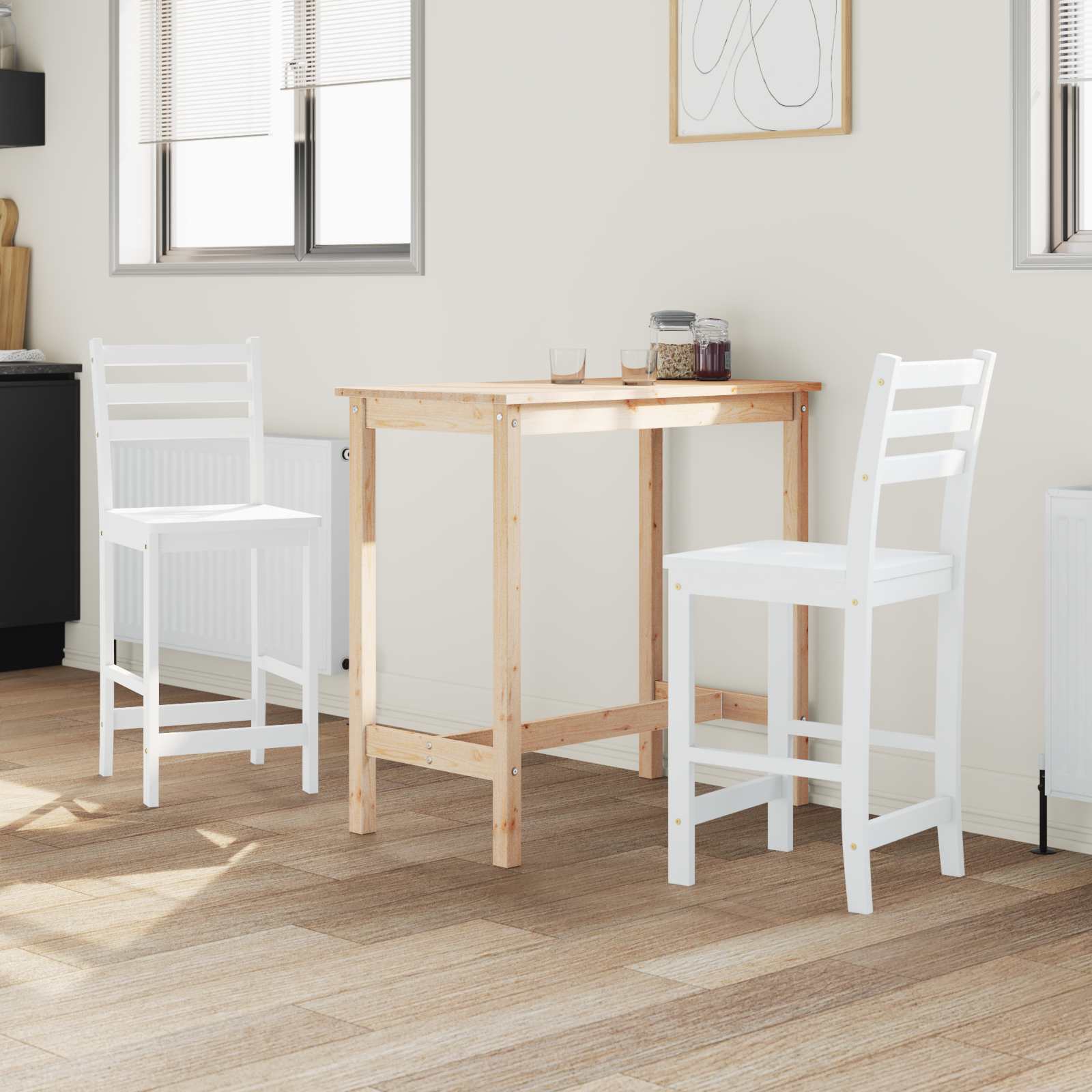 Spisestoler 2 pcs Hvit 40 x 47,5 x 99,5 cm Solid Gummitre vidaXL