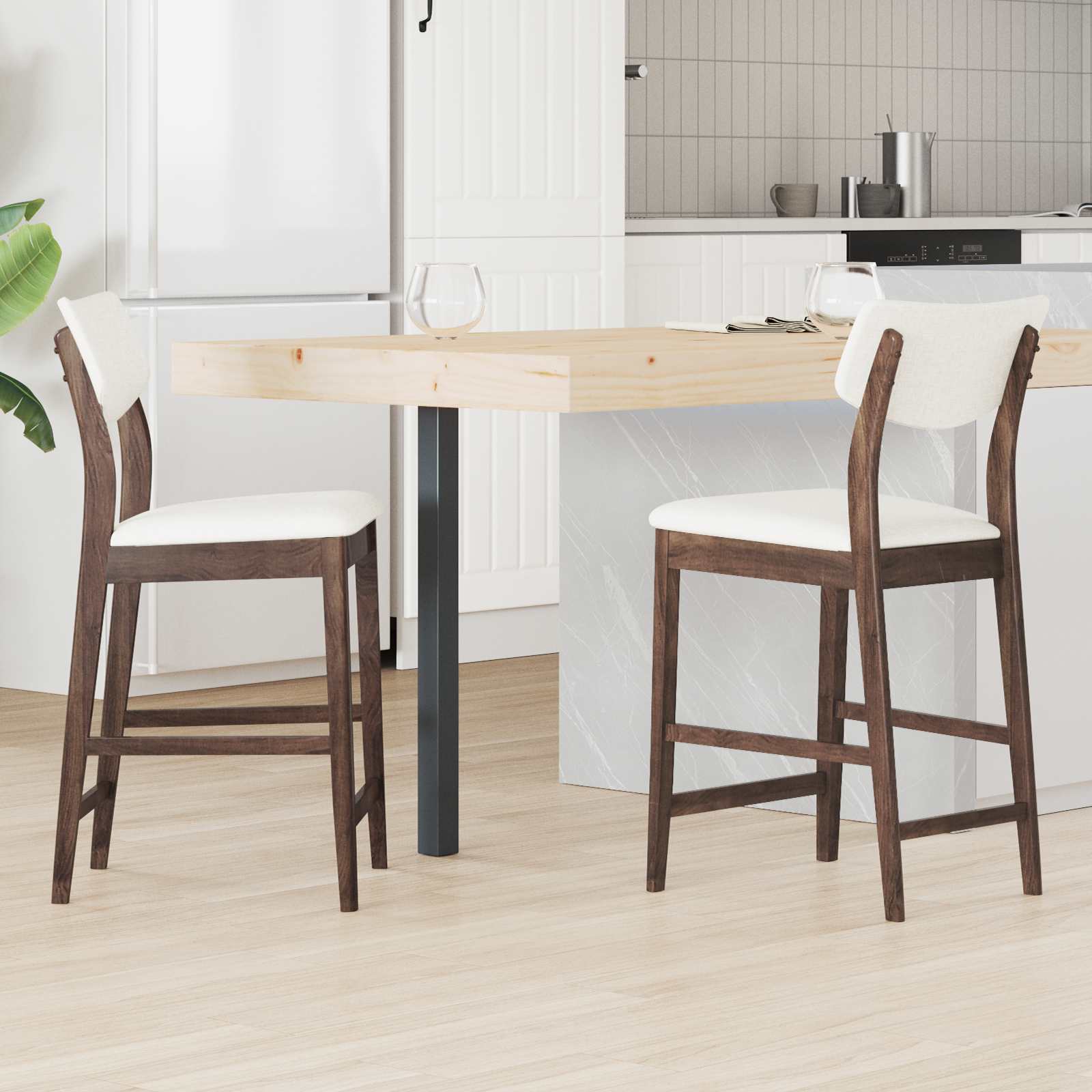 Spisestoler 2 pcs Lys Brun 48 x 49 x 95 cm Solid Gummitre vidaXL