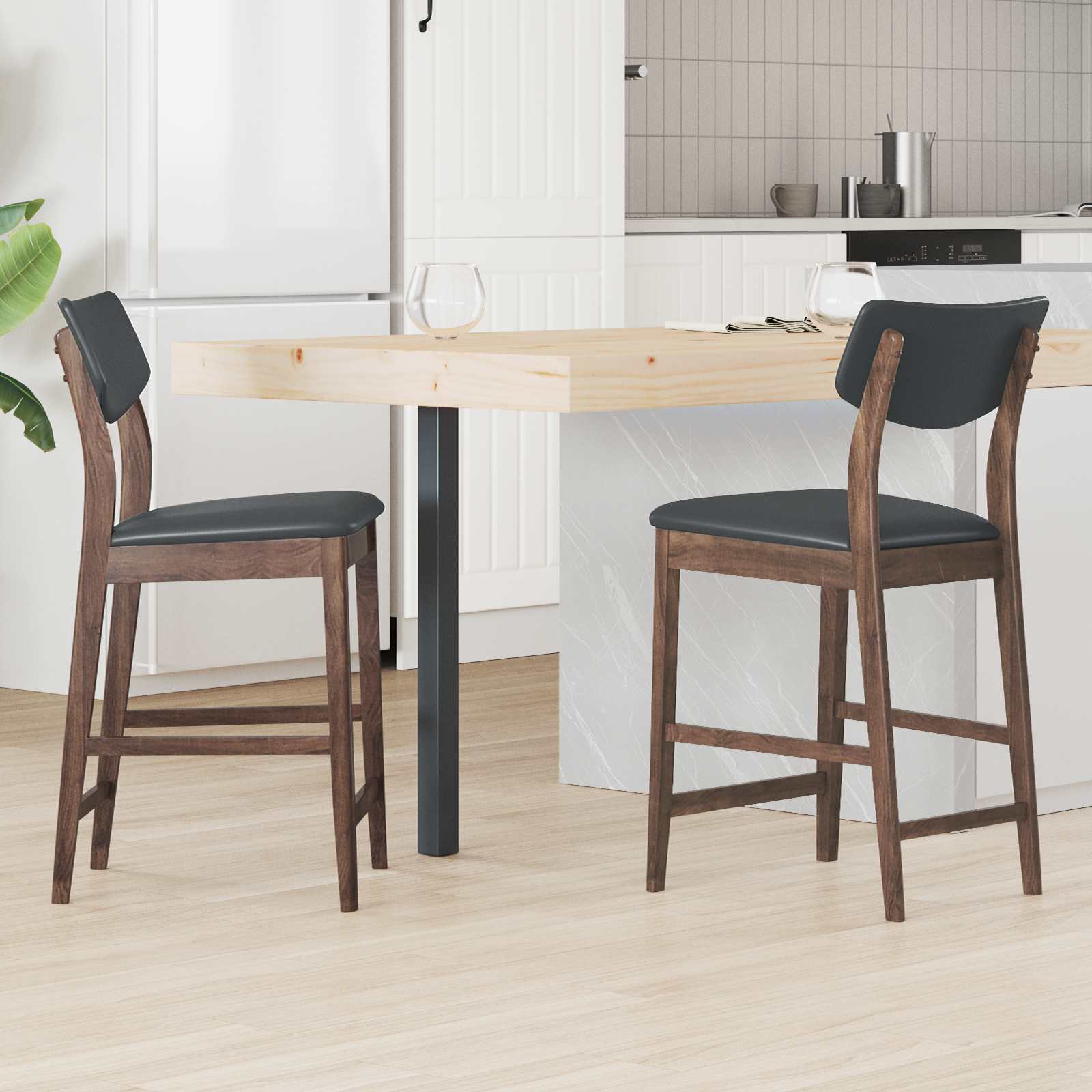 Spisestoler 2 pcs Lys Brun 48 x 49 x 95 cm Solid Gummitre vidaXL