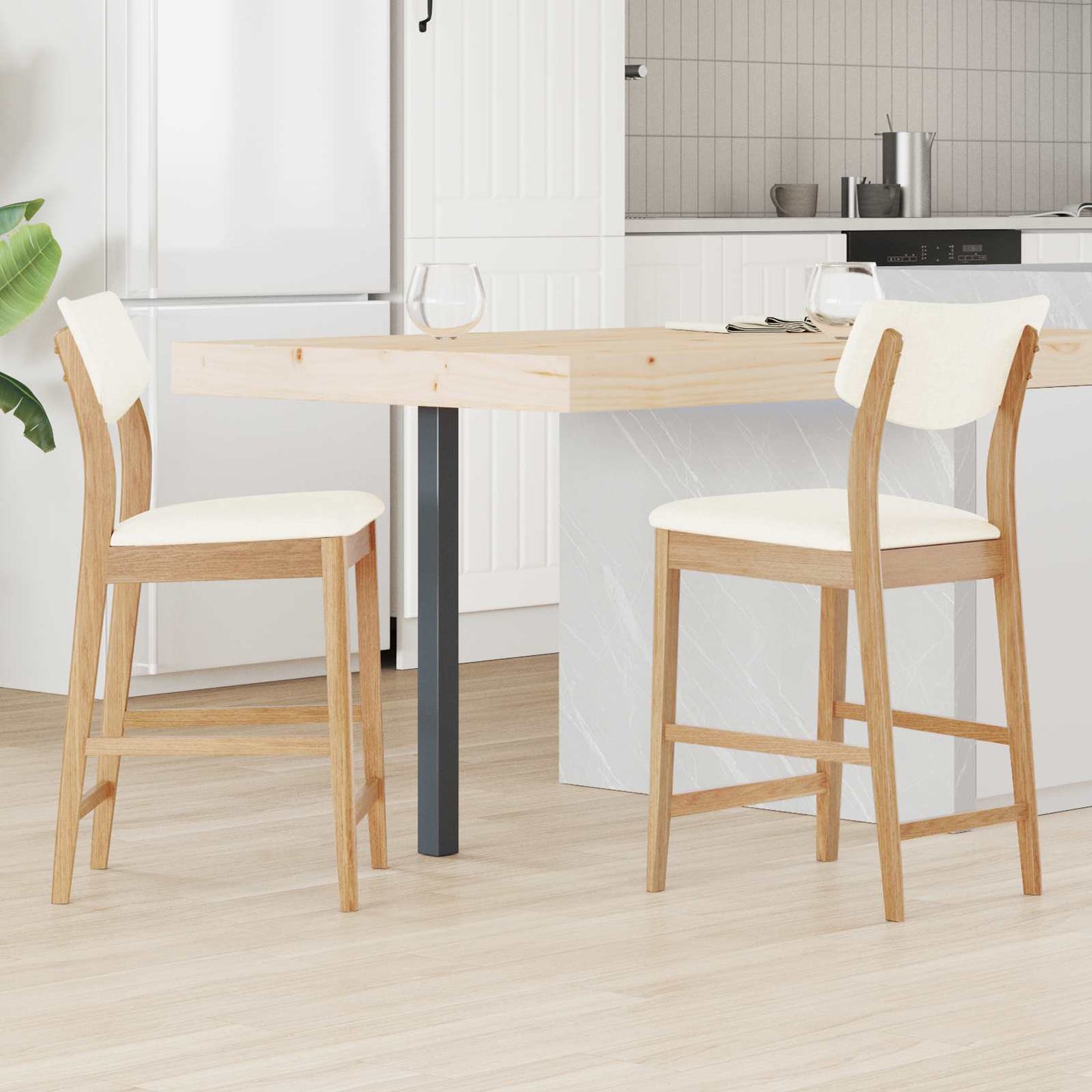 Spisestoler 2 pcs Naturlig 48 x 49 x 95 cm Solid Gummitre vidaXL