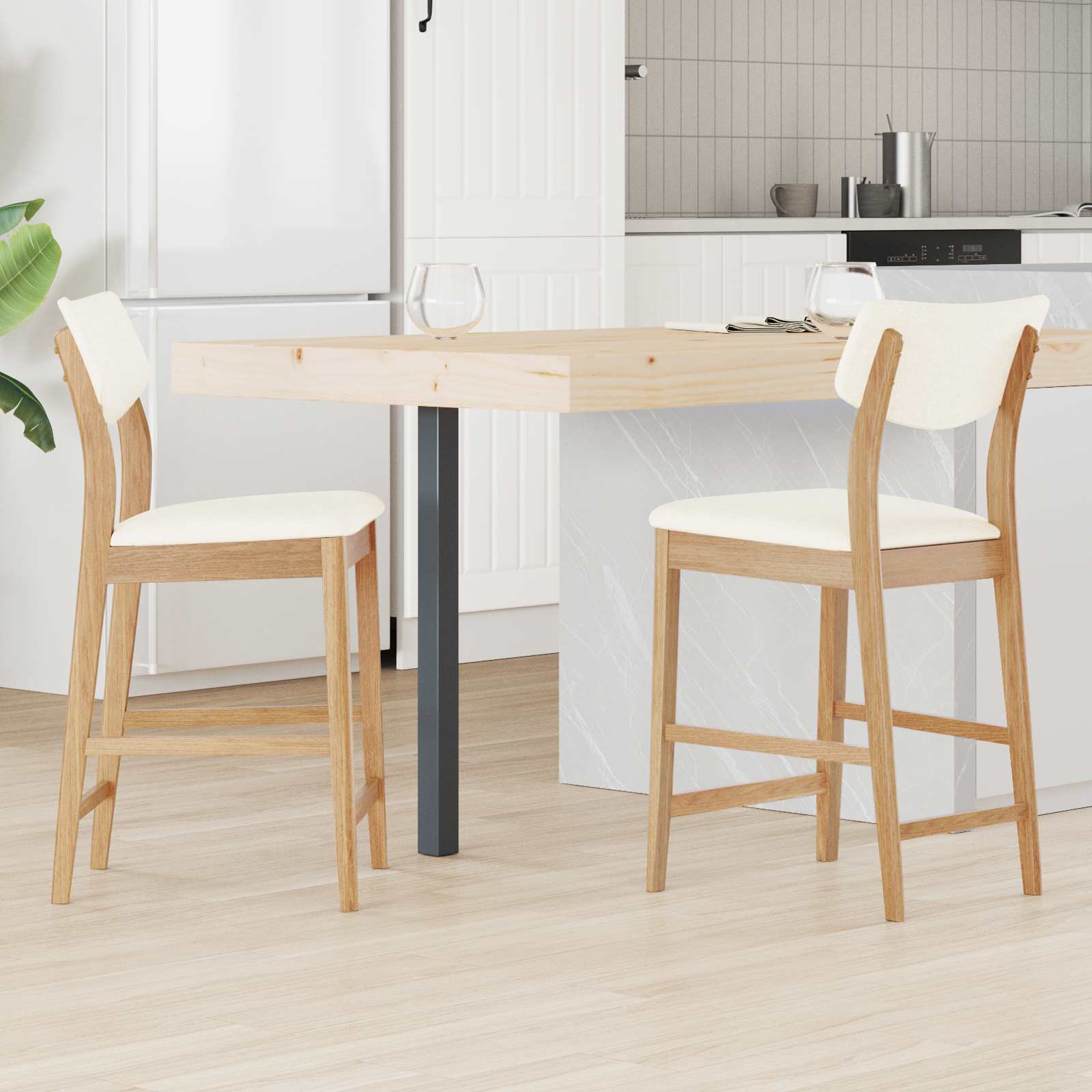 Spisestoler 2 pcs Naturlig 48 x 49 x 95 cm Solid Gummitre vidaXL