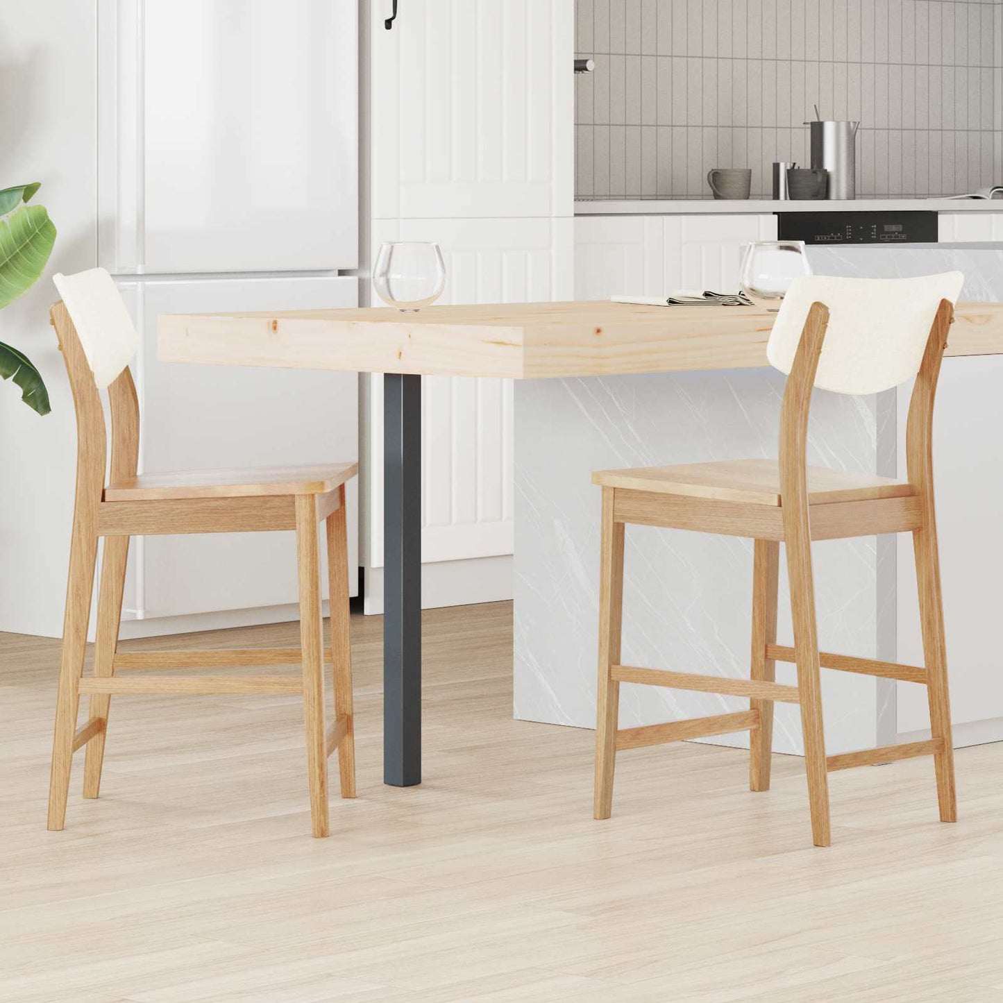 Spisestoler 2 pcs Naturlig 48 x 49 x 95 cm Solid Gummitre vidaXL